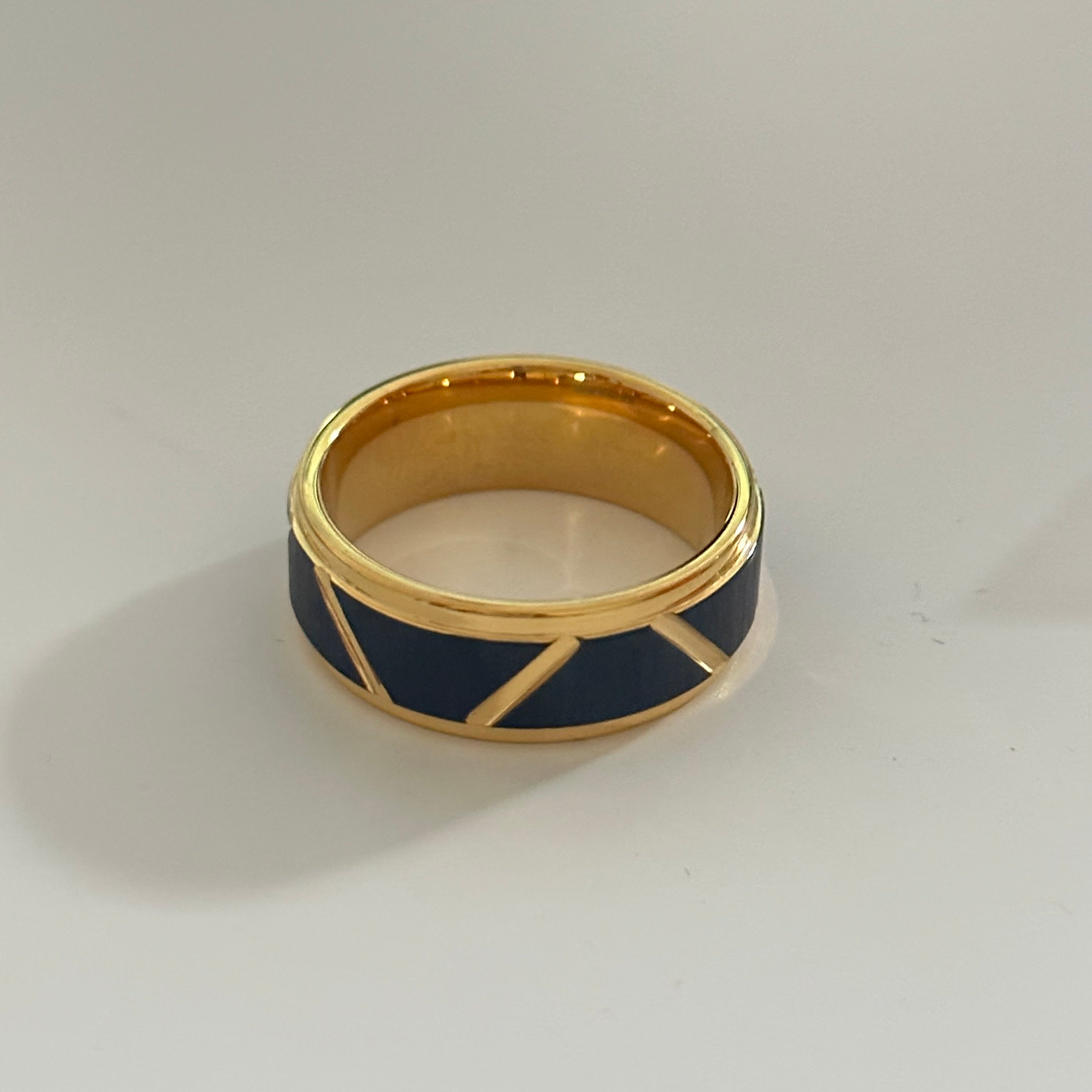 Dual Tone Black Gold Tungsten Ring | The Valerius Ring | Milina London