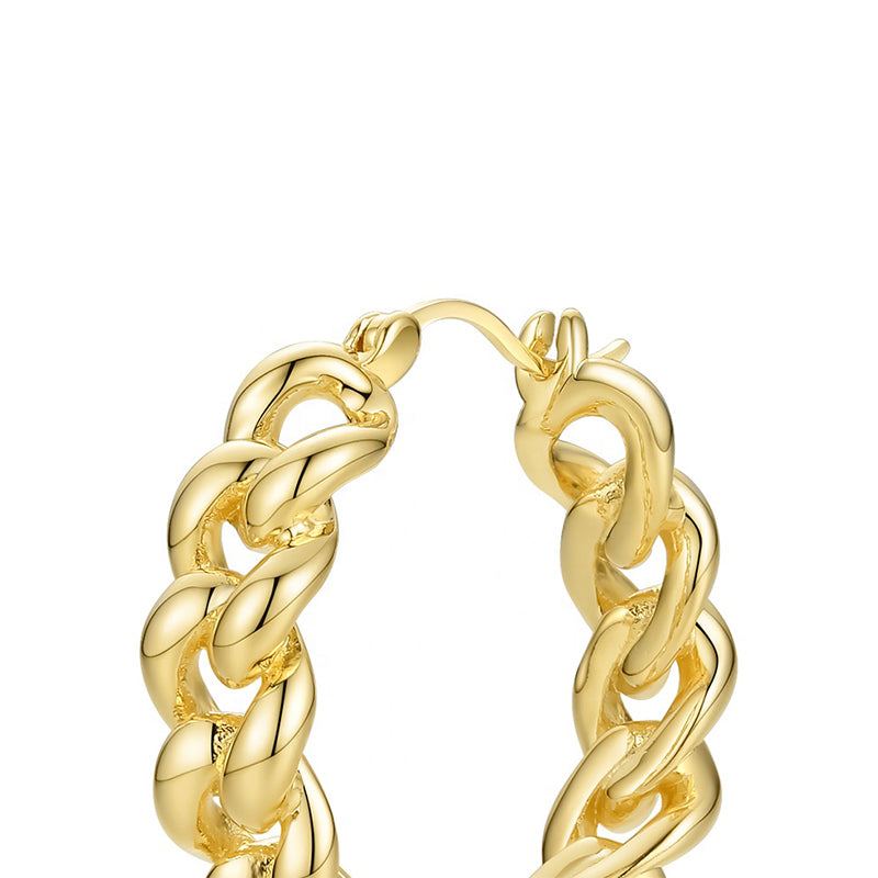 Braided Links Hoop Earrings in 18k Gold Plated Brass - The Reina Hoops