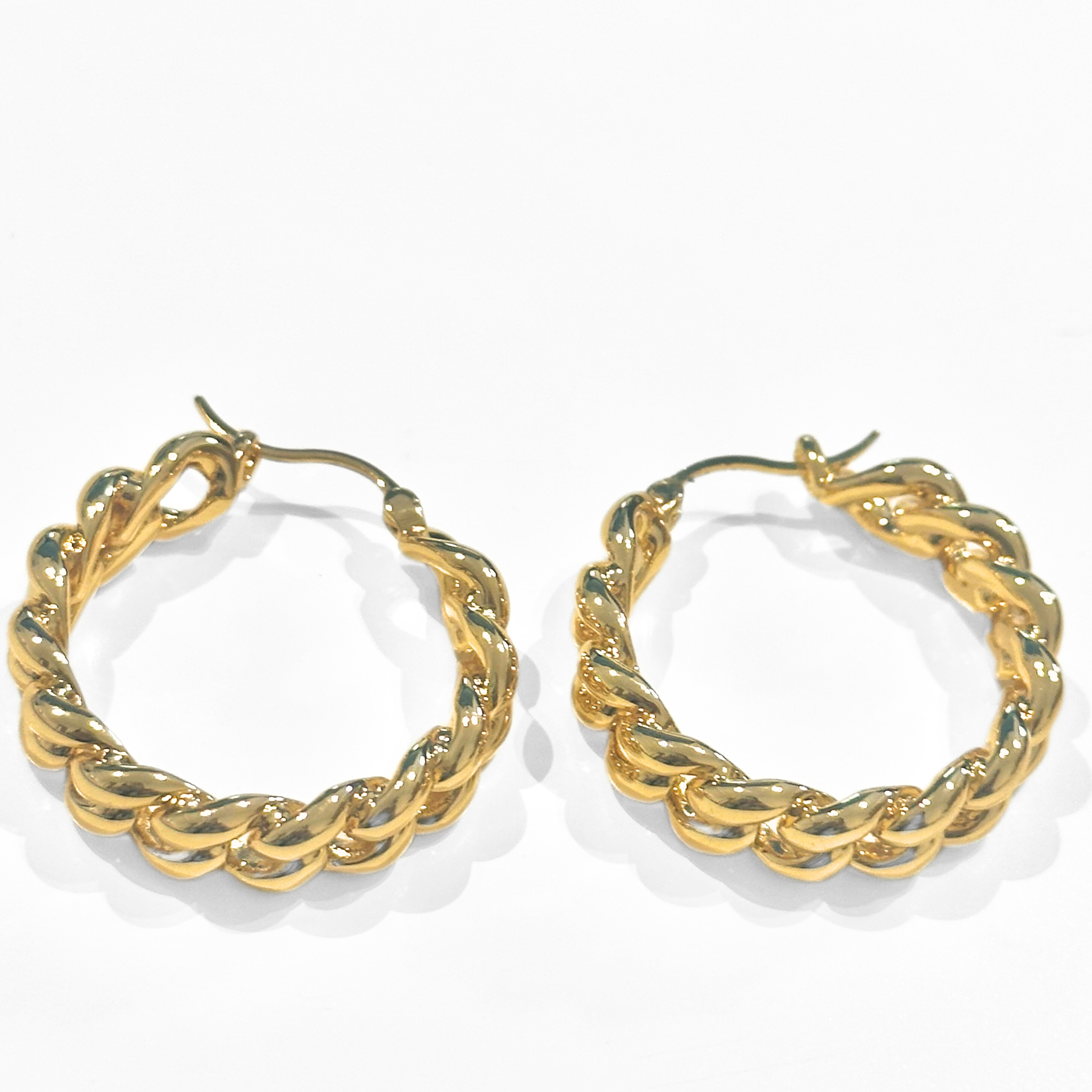 Braided Links Hoop Earrings in 18k Gold Plated Brass - The Reina Hoops