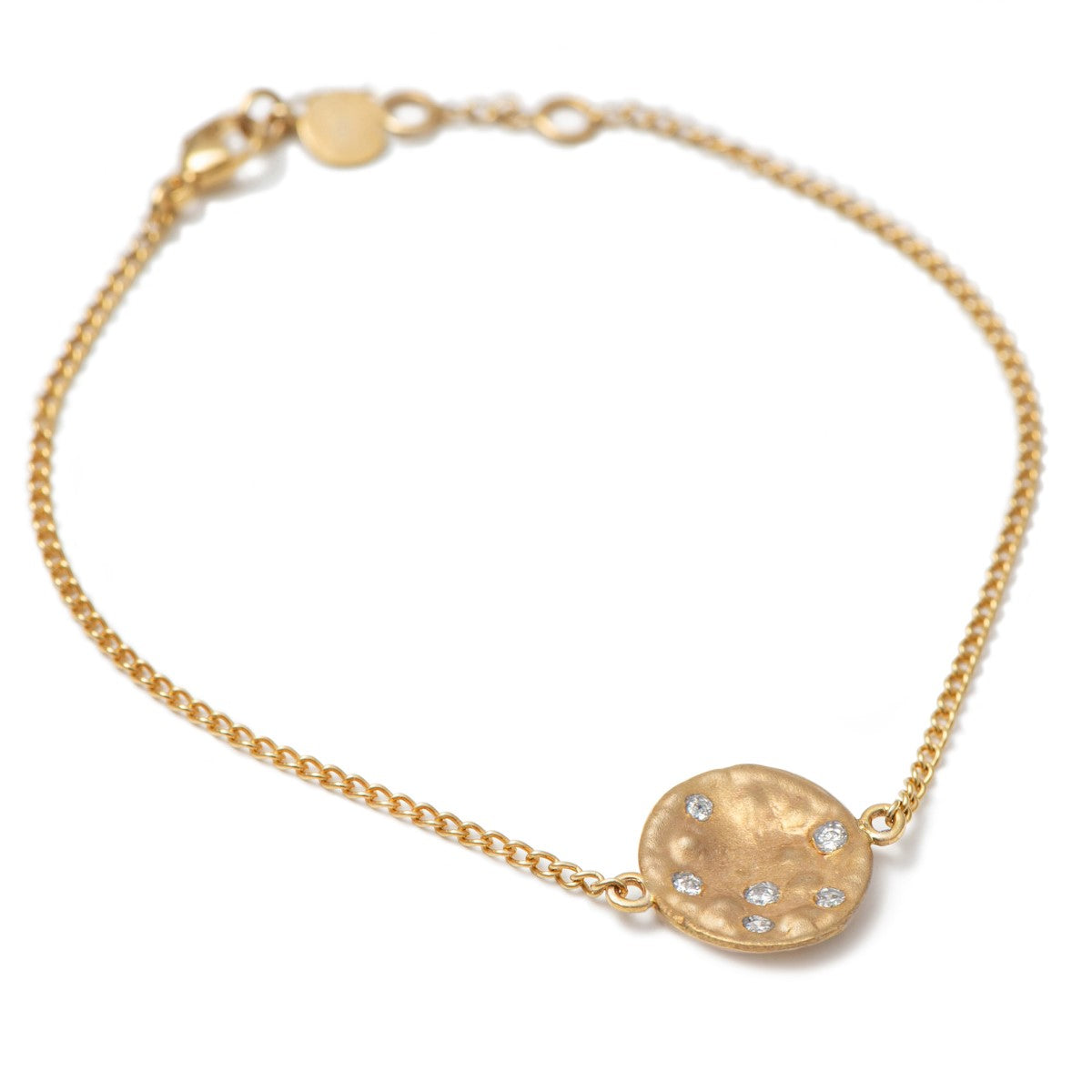 Bracelet in 9k Yellow Gold with Small Disc and Diamonds