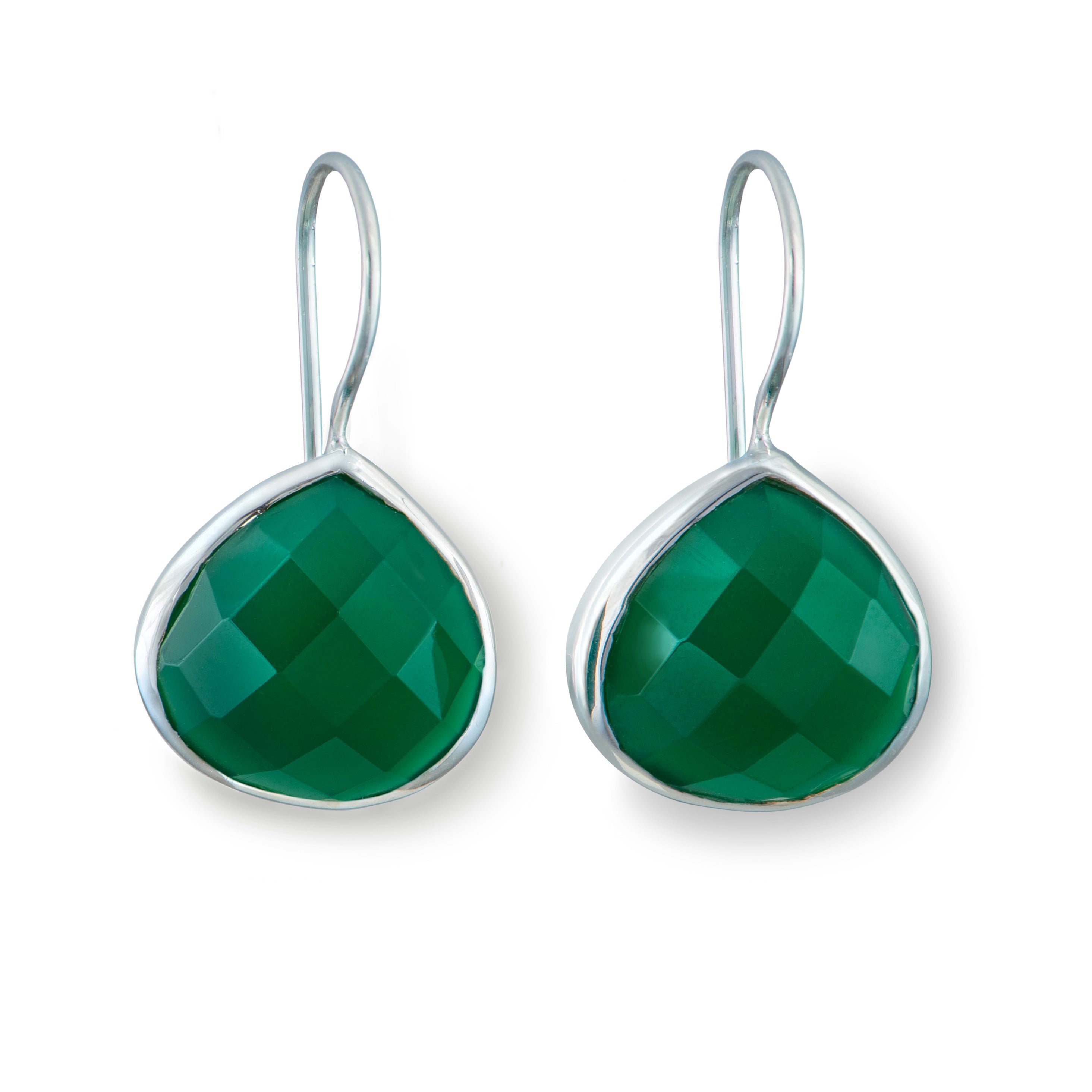 Green Onyx Gemstone Sterling Silver Teardrop Earrings