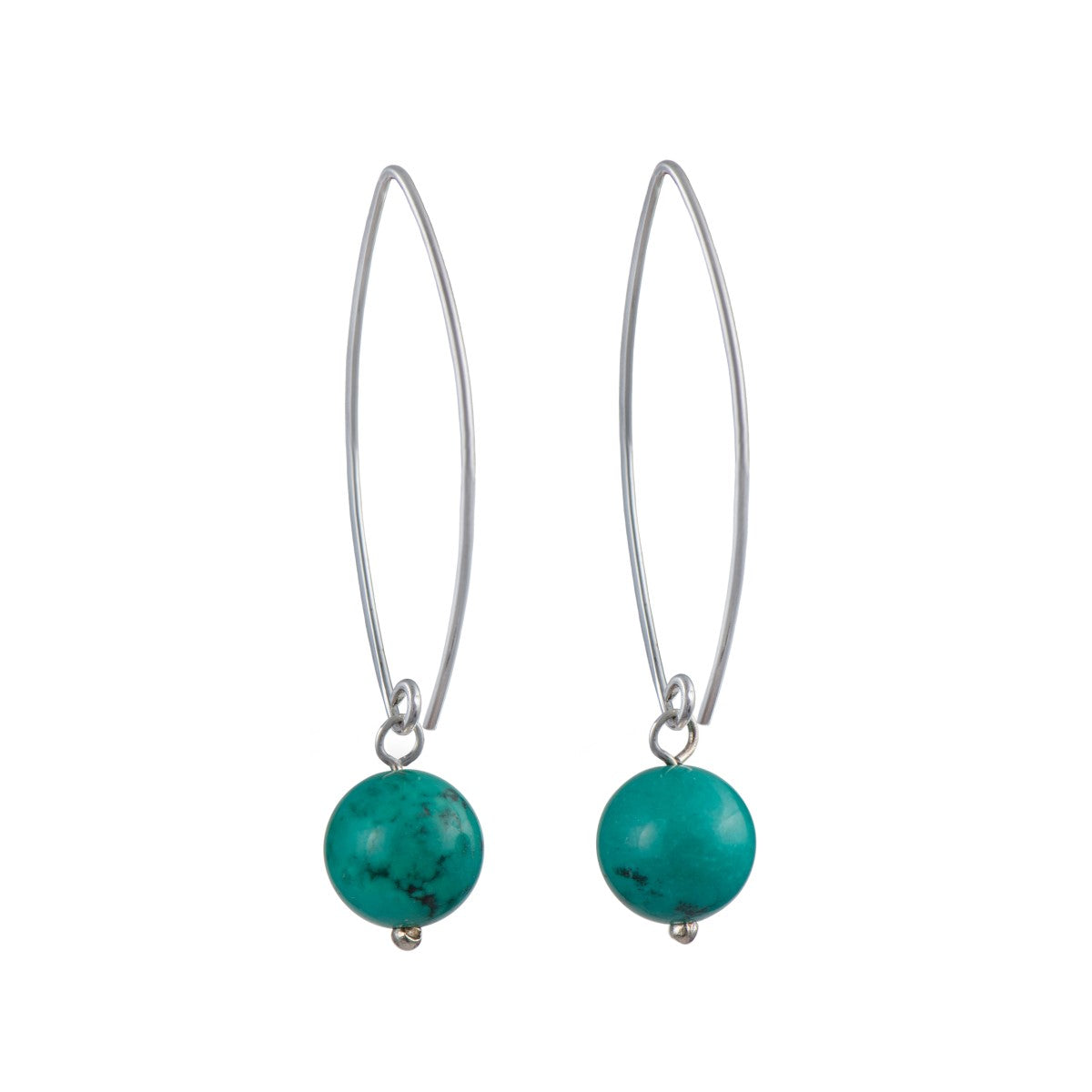 Long Sterling Silver Threader Earrings with Turquoise Drop