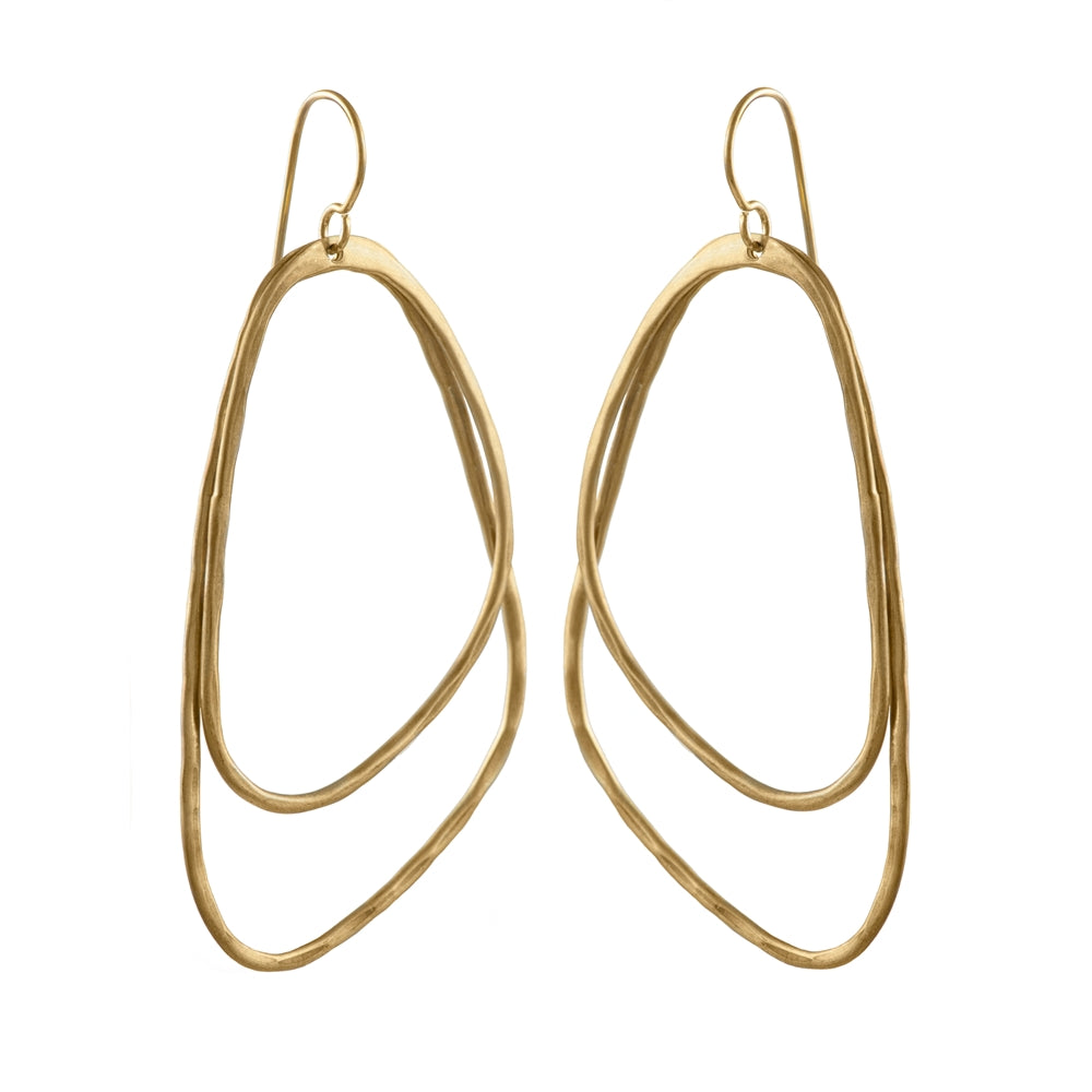 Gold Plated Brushed Silver Asymmetric Triangle Earrings