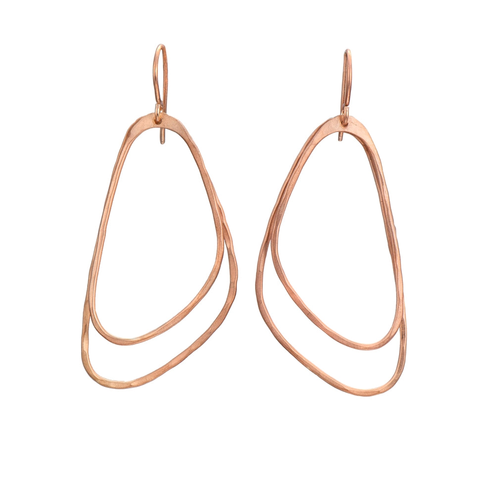 Rose Gold Plated Brushed Silver Asymmetric Triangle Earrings
