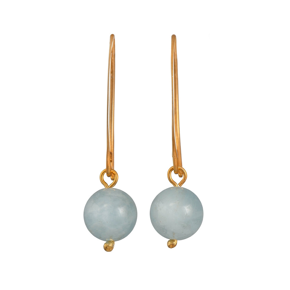 Gold Plated Sterling Silver Earrings with Aquamarine Drop