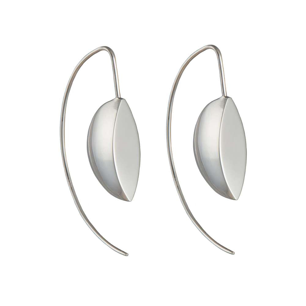Silver Earrings - 3D Leaf