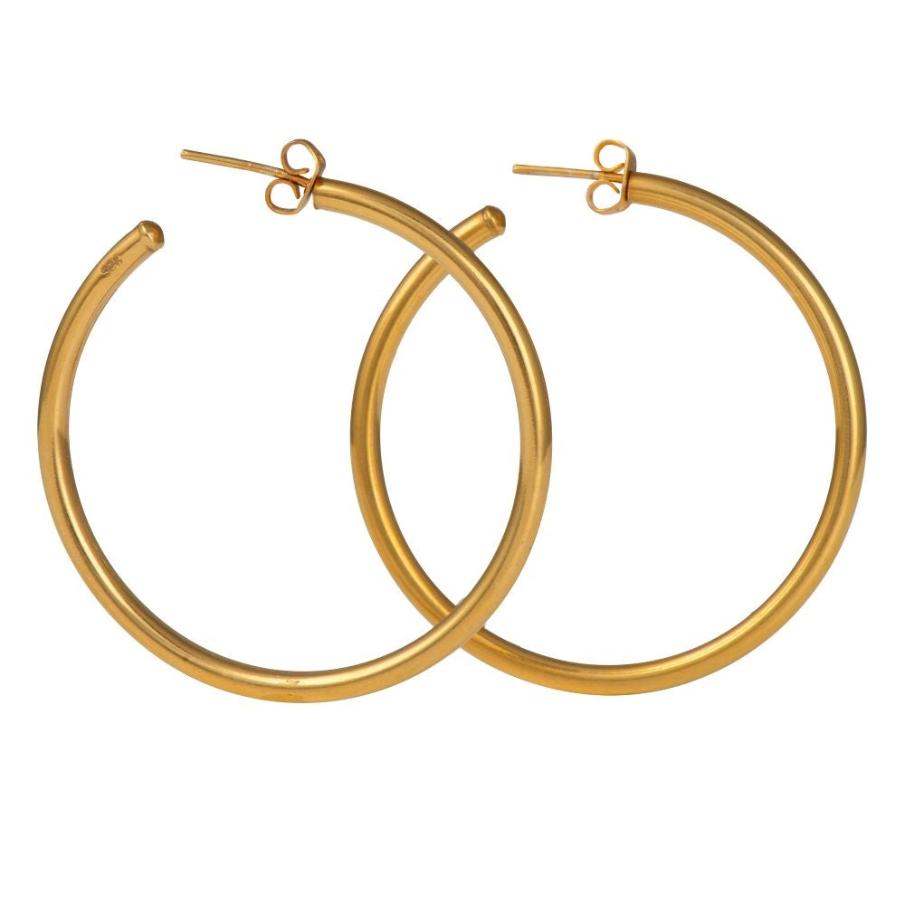 Large Gold Plated Sterling Silver Hoops