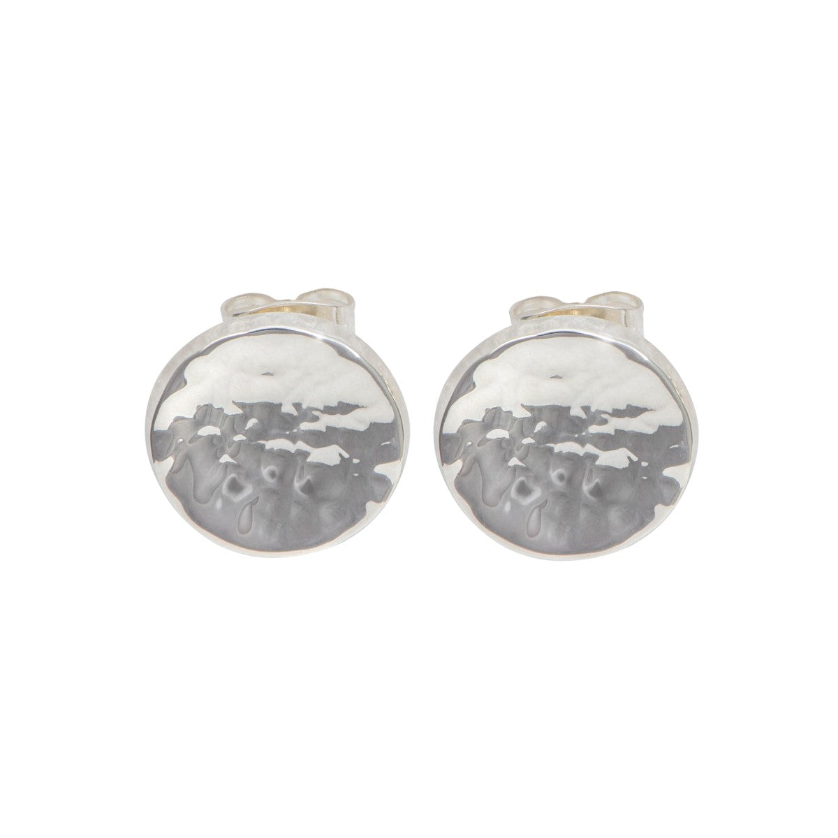 Sterling Silver Round Hammered Stud Earrings