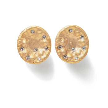 Earrings in 9k Yellow Gold with Diamonds and Big Disc