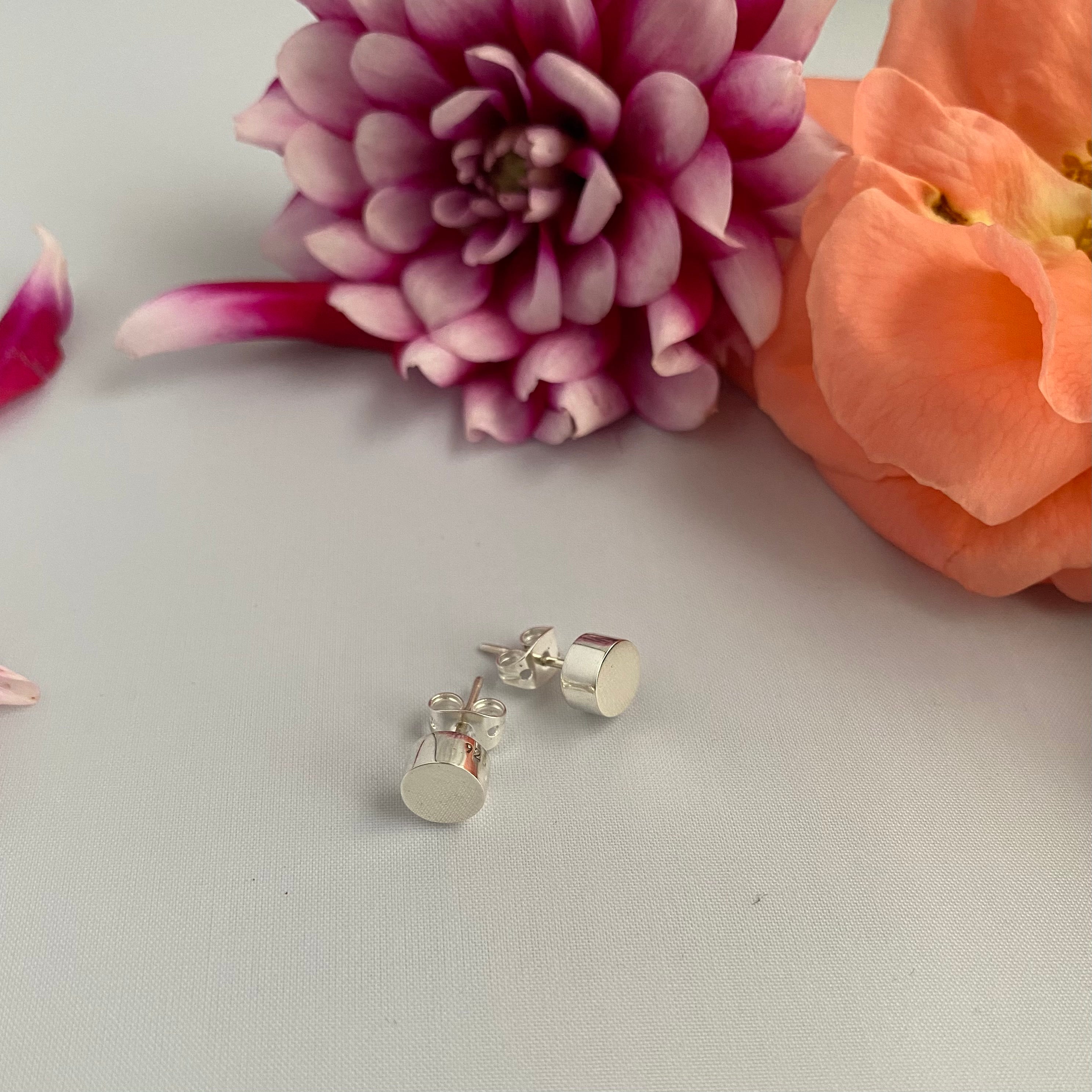 Sterling Silver Round Studs with a Flat Surface