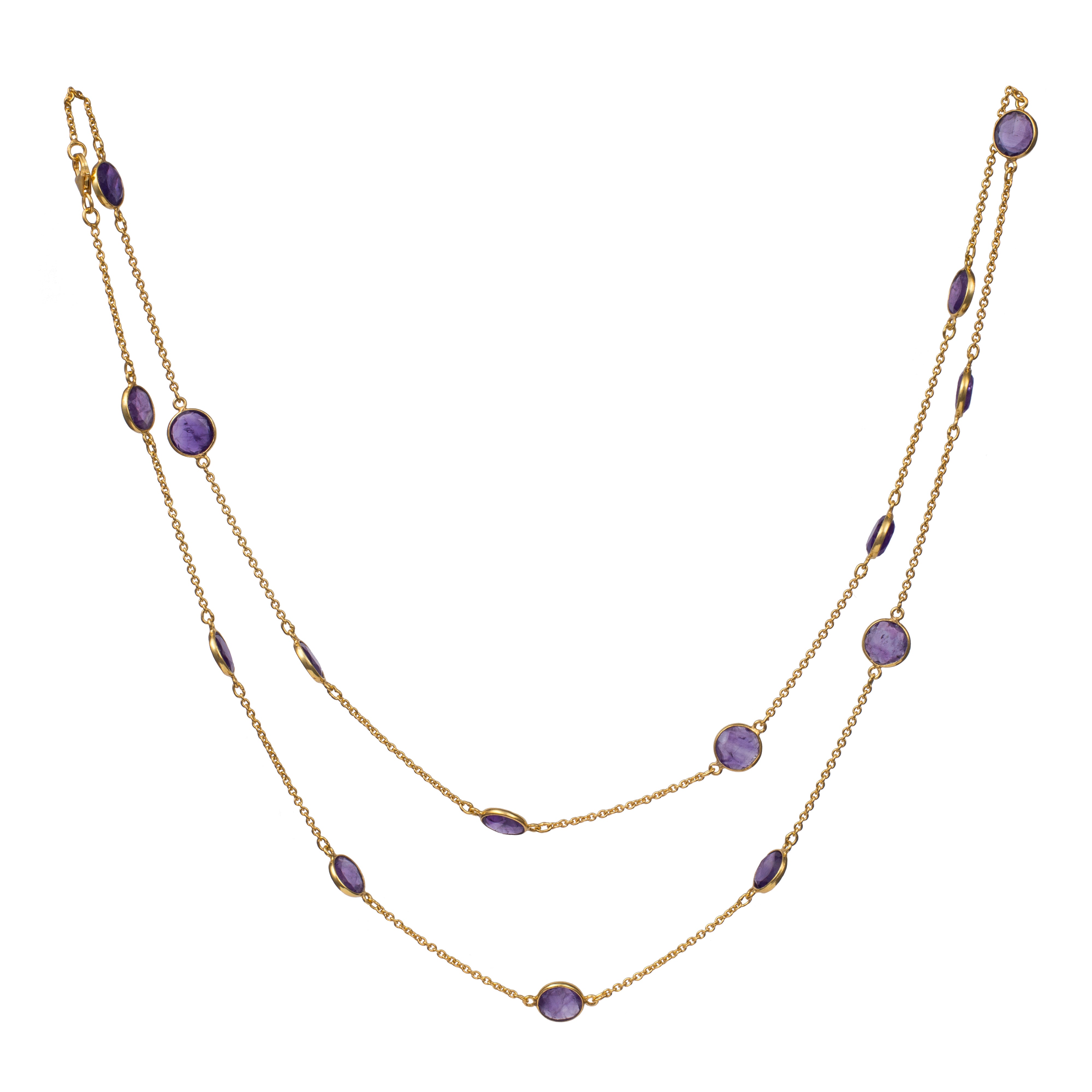 Amethyst Gemstone Necklace in Gold Plated Sterling Silver