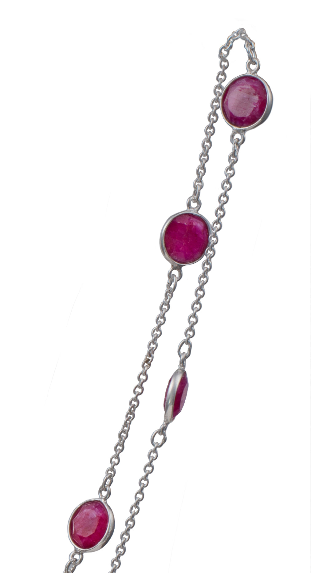 Ruby Quartz Gemstone Necklace in Sterling Silver