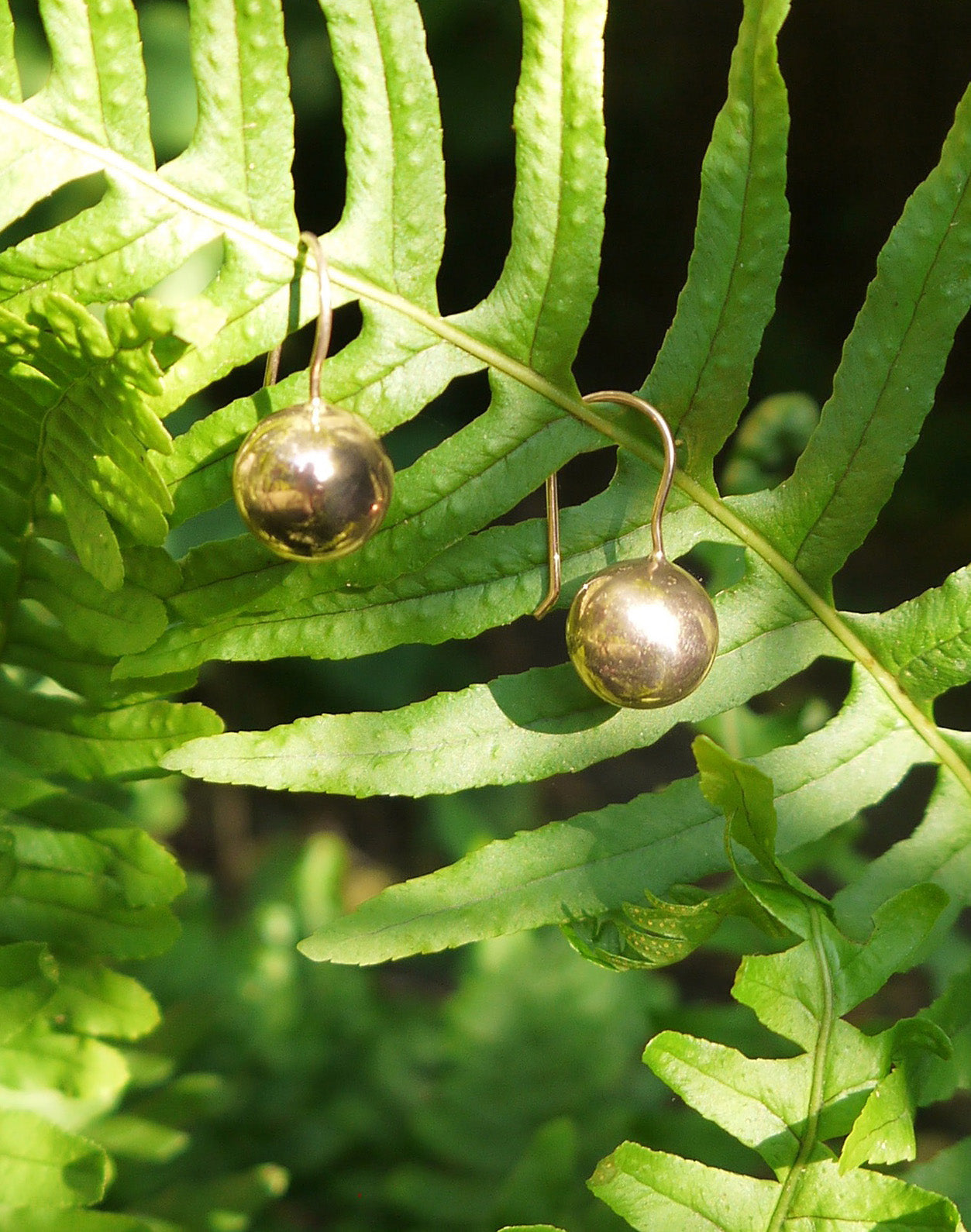 Gold Plated Silver Hook Earrings with Sphere Drop