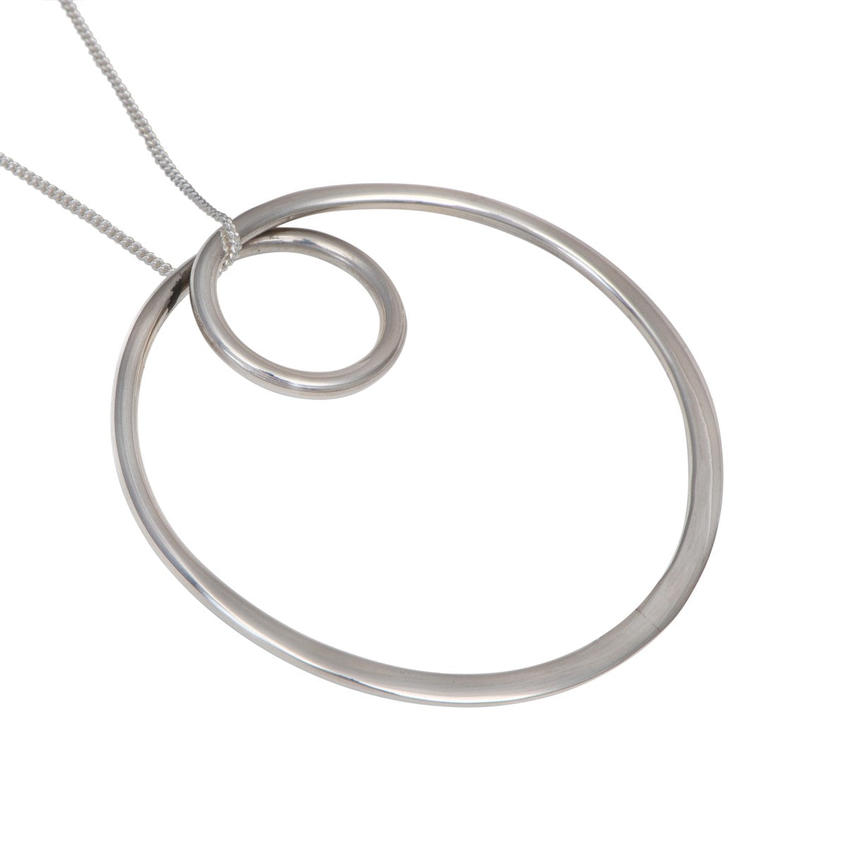 Sterling Silver Two Interlinked Circles Statement Pendant