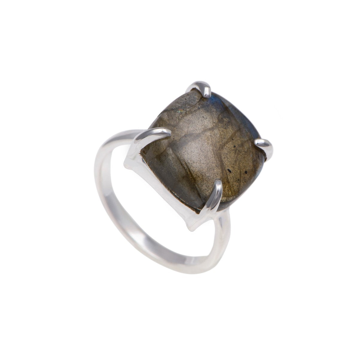 Square Cabochon Labradorite Ring in Sterling Silver