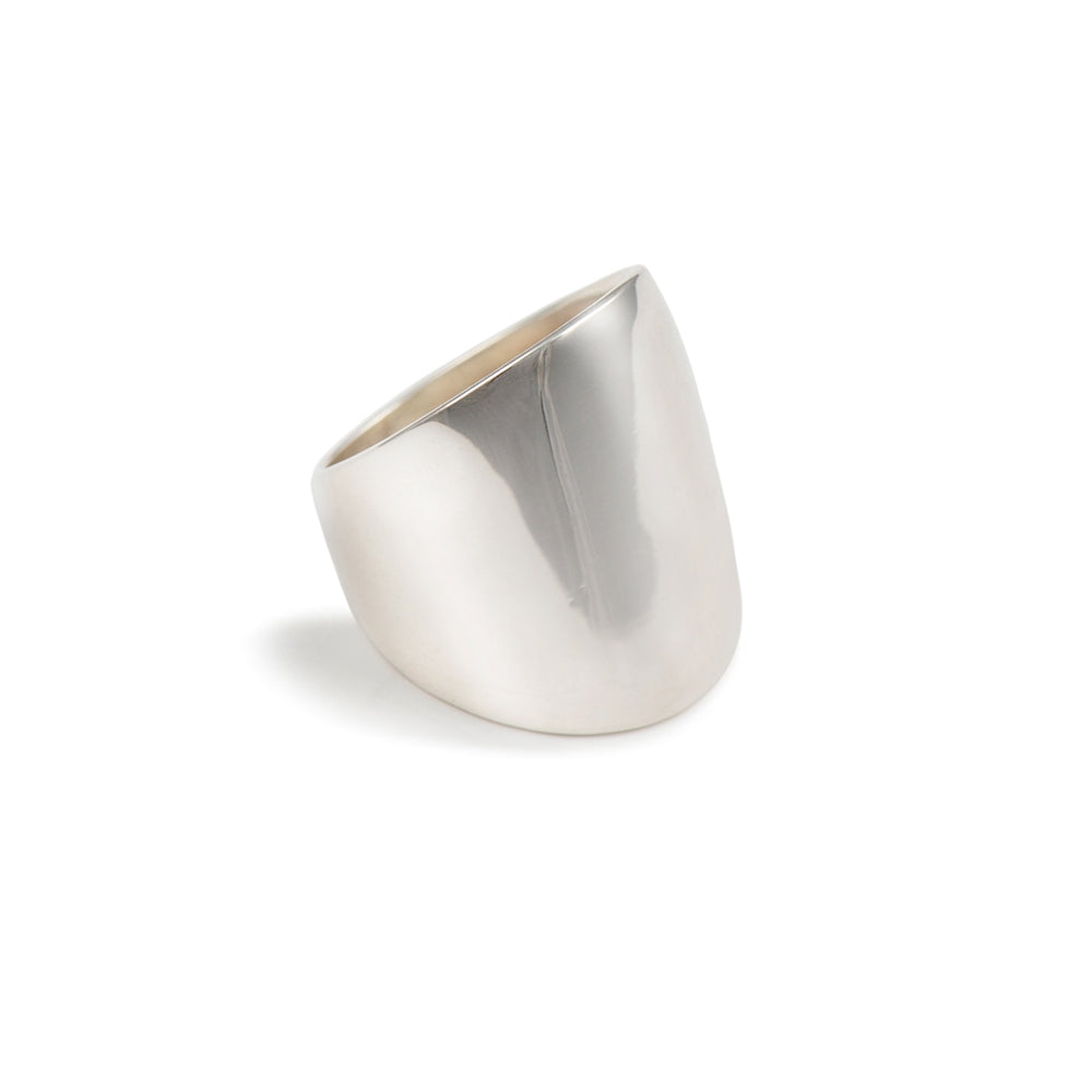 Long Chunky Rounded Sterling Silver Ring