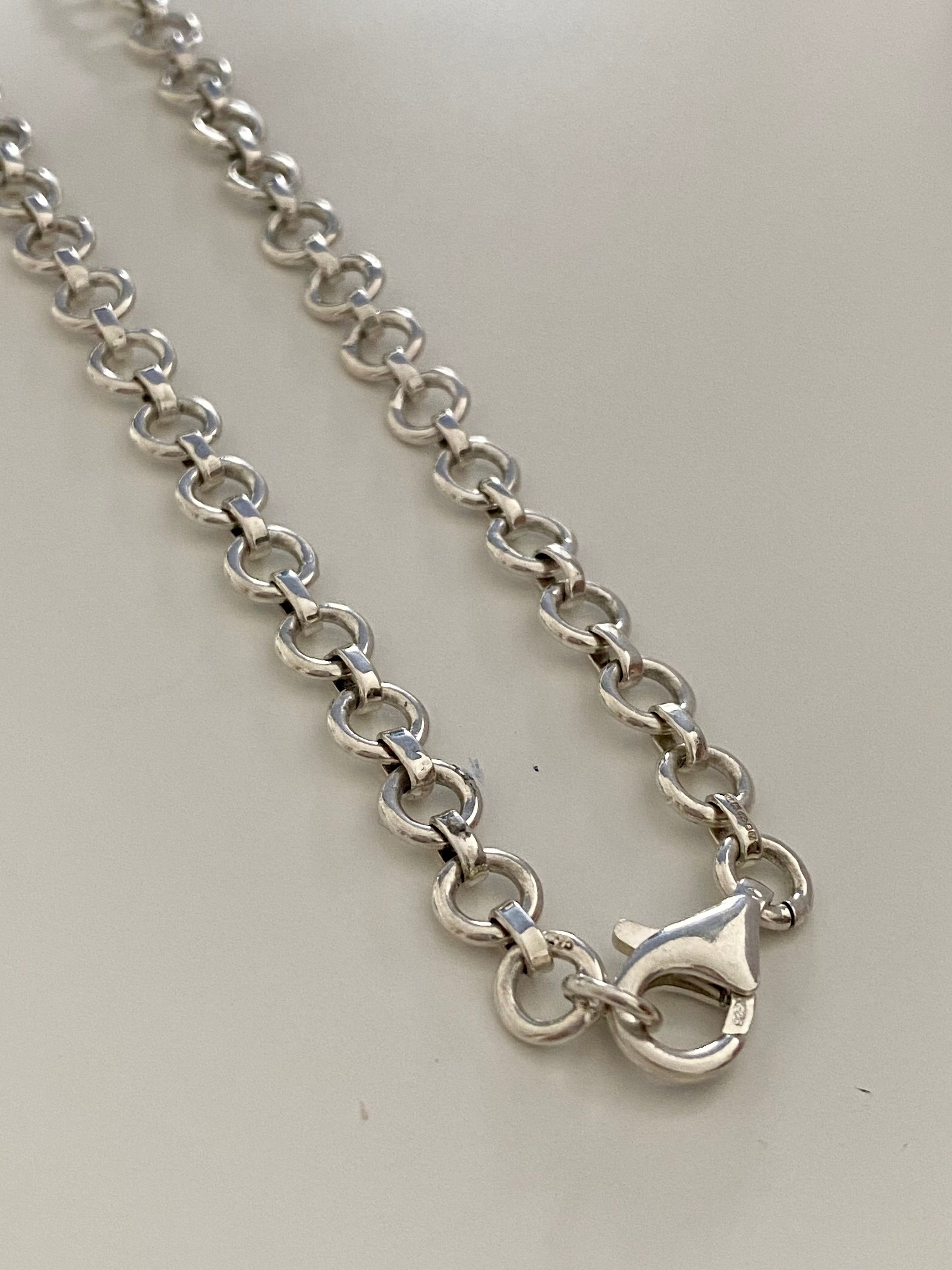 Statement Sterling Silver Necklace with small round links