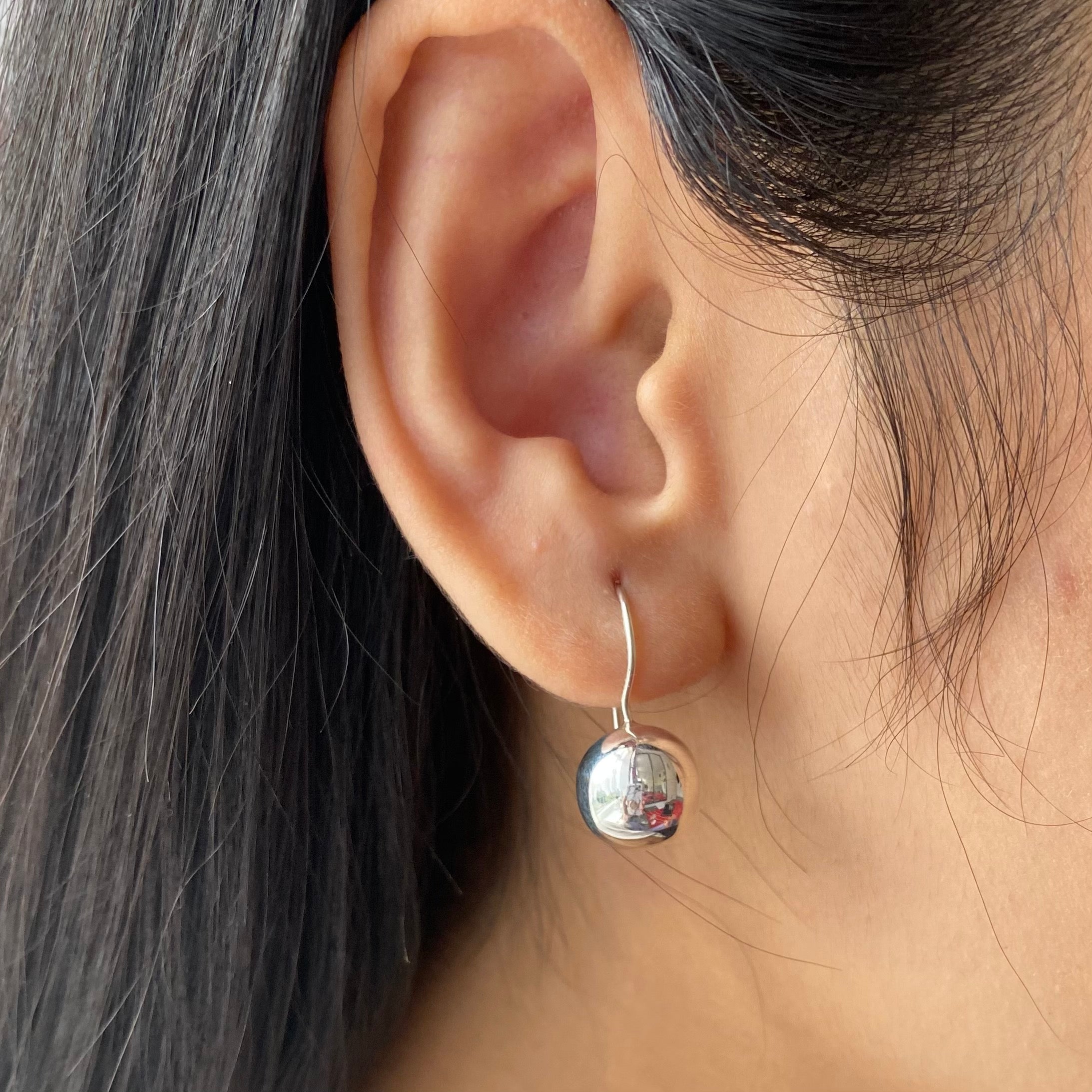 Silver Hook Earrings with Sphere Drop