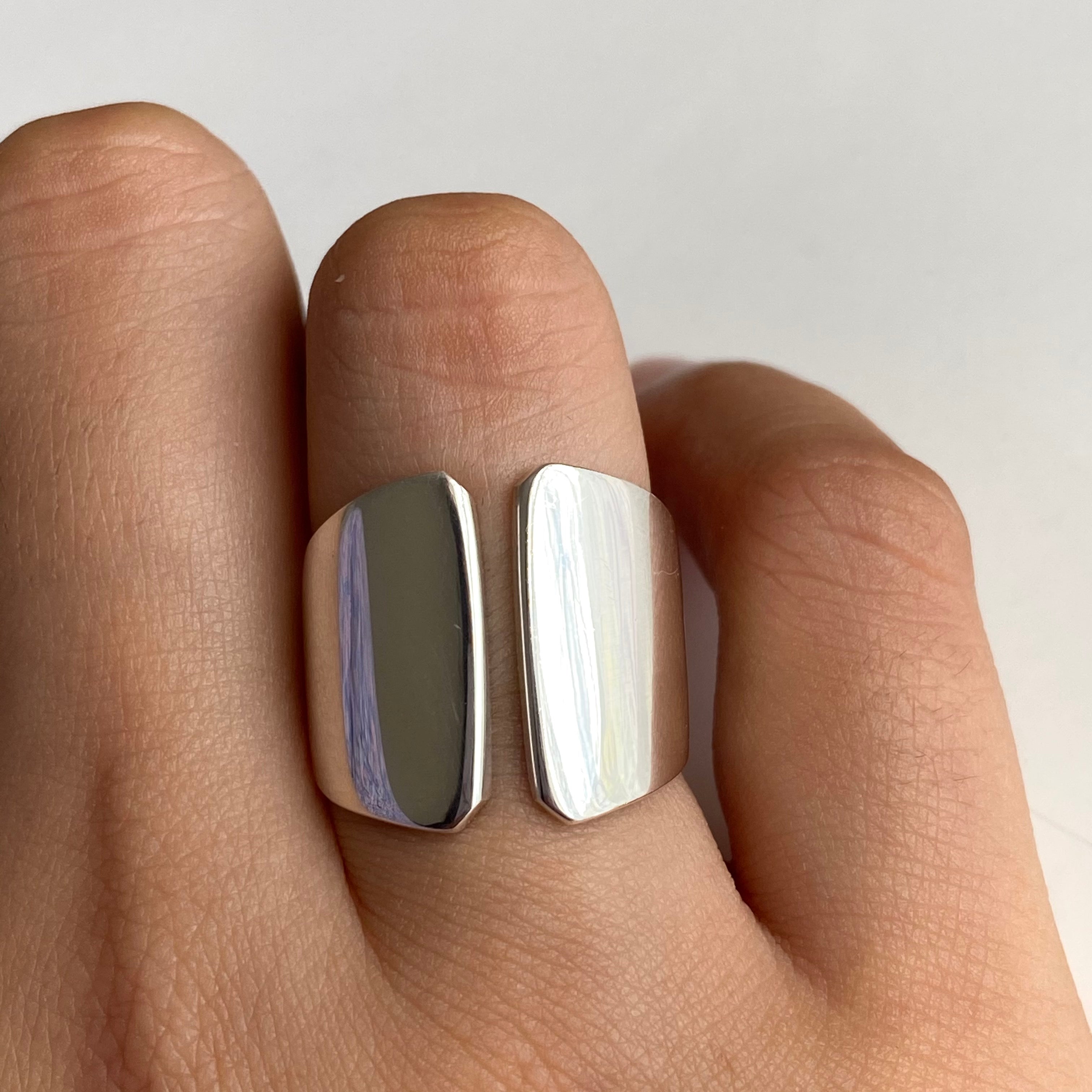 Sterling Silver Wide Chunky Gap Ring