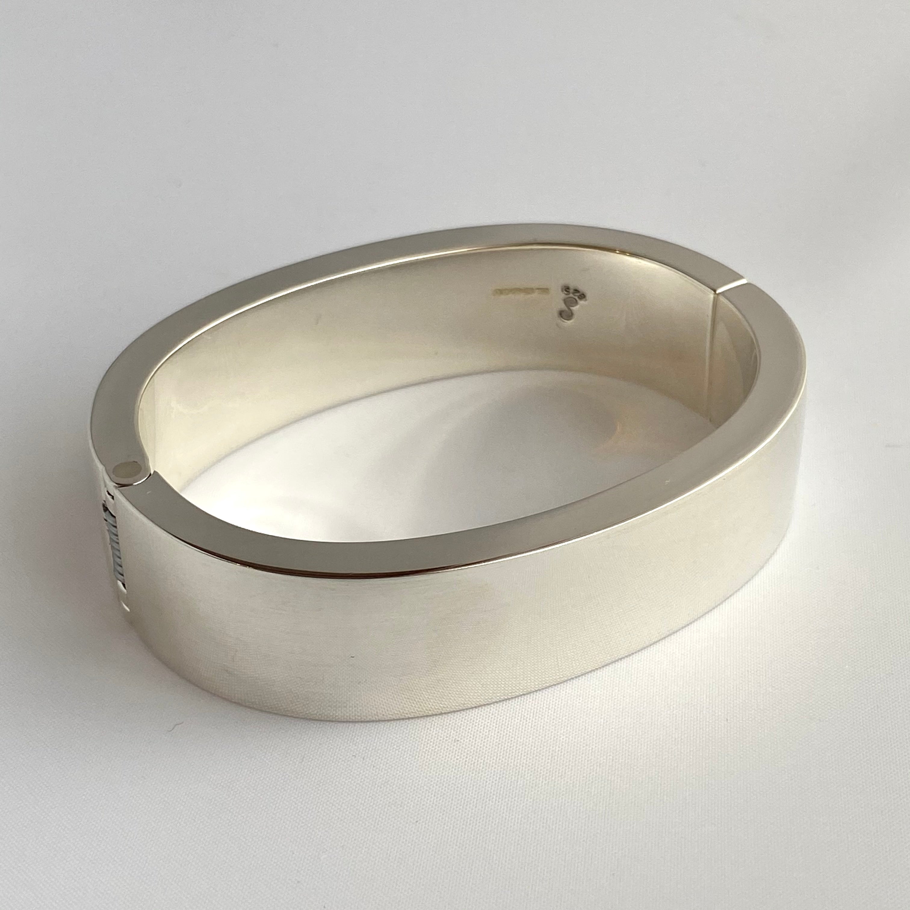 Heavy Chunky Contemporary Hinged Bracelet in Sterling Silver
