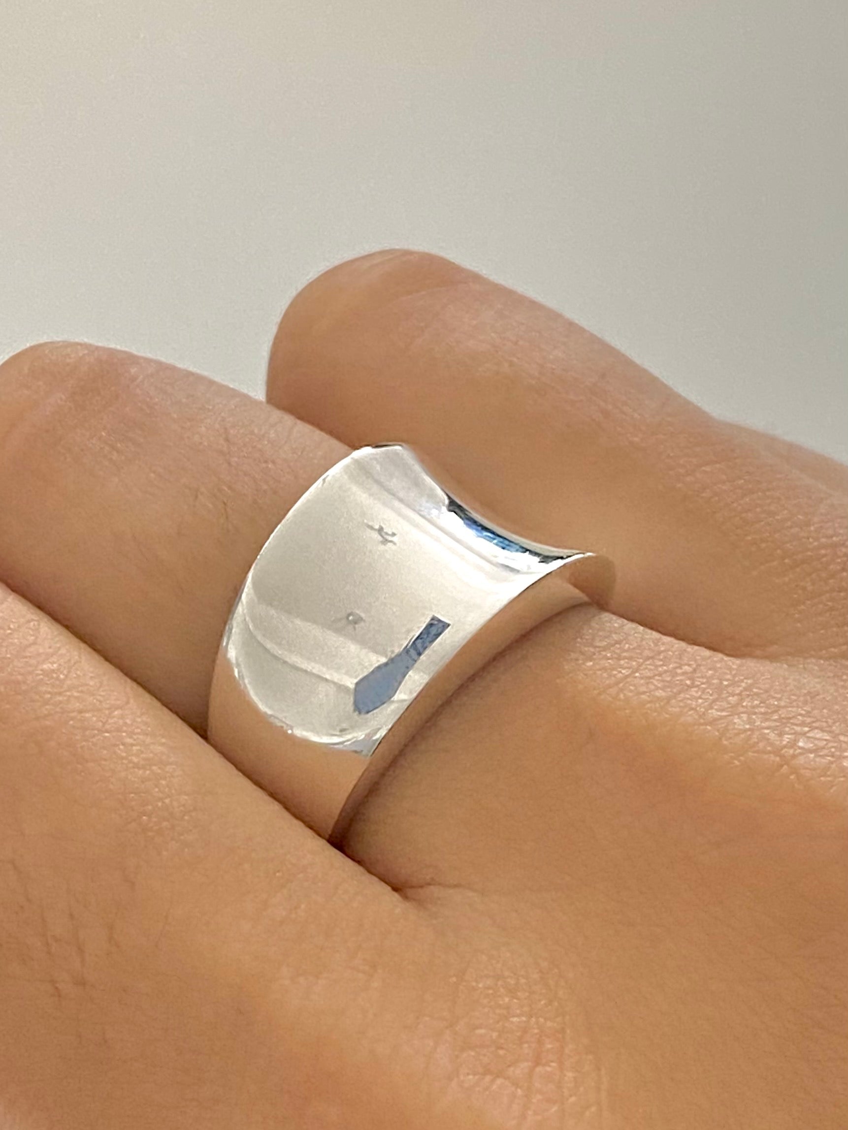 Sterling Silver Concave Tapered Ring