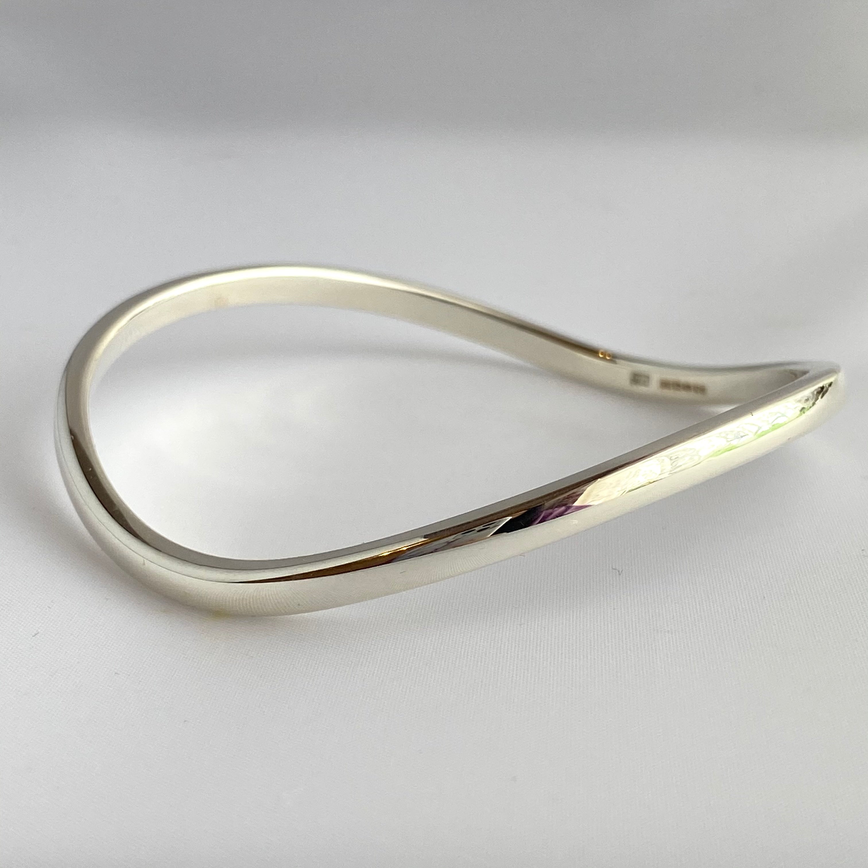 Wavy Solid Sterling Silver Bangle