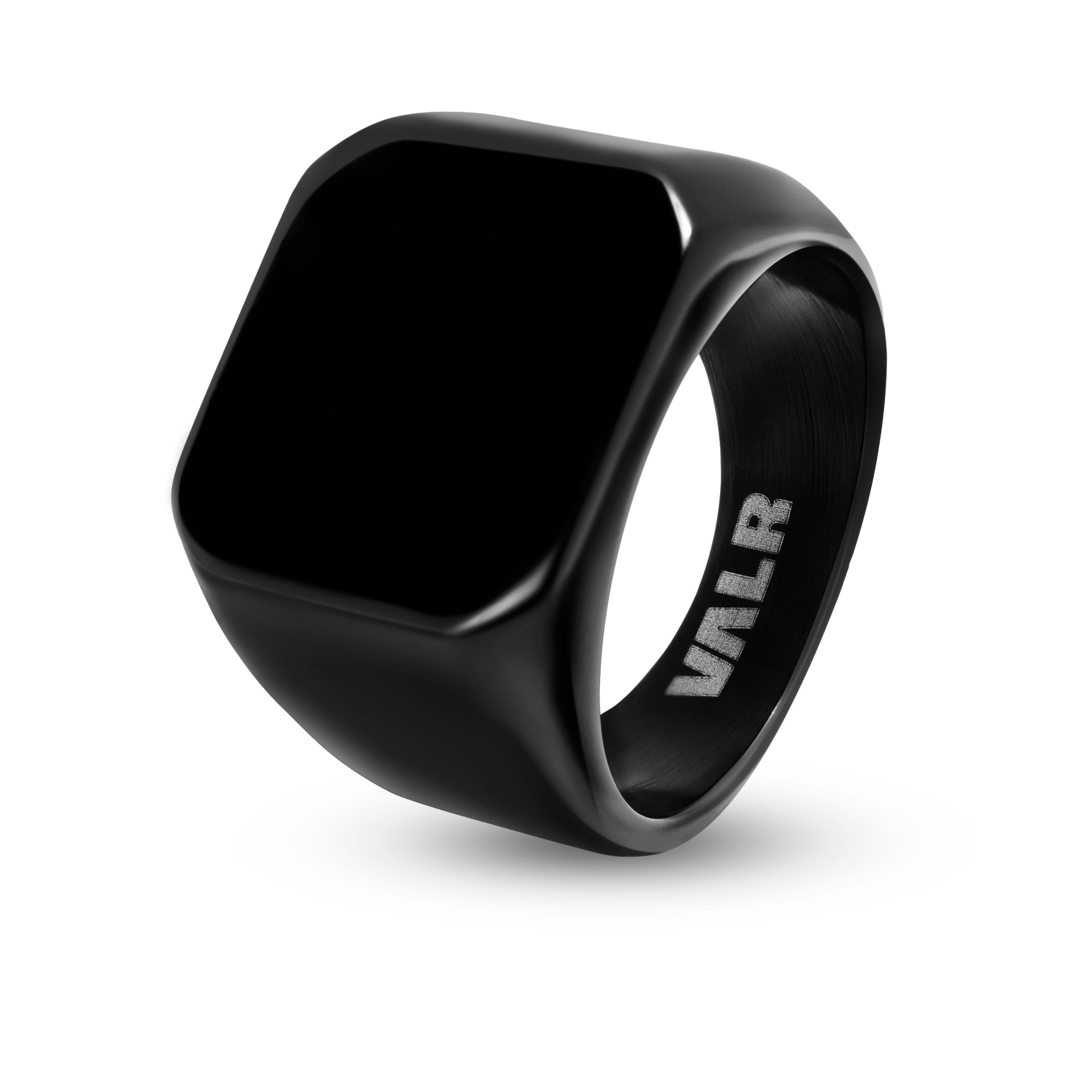 Stainless Steel Black Signet Ring | The Svartr Ring | Milina London