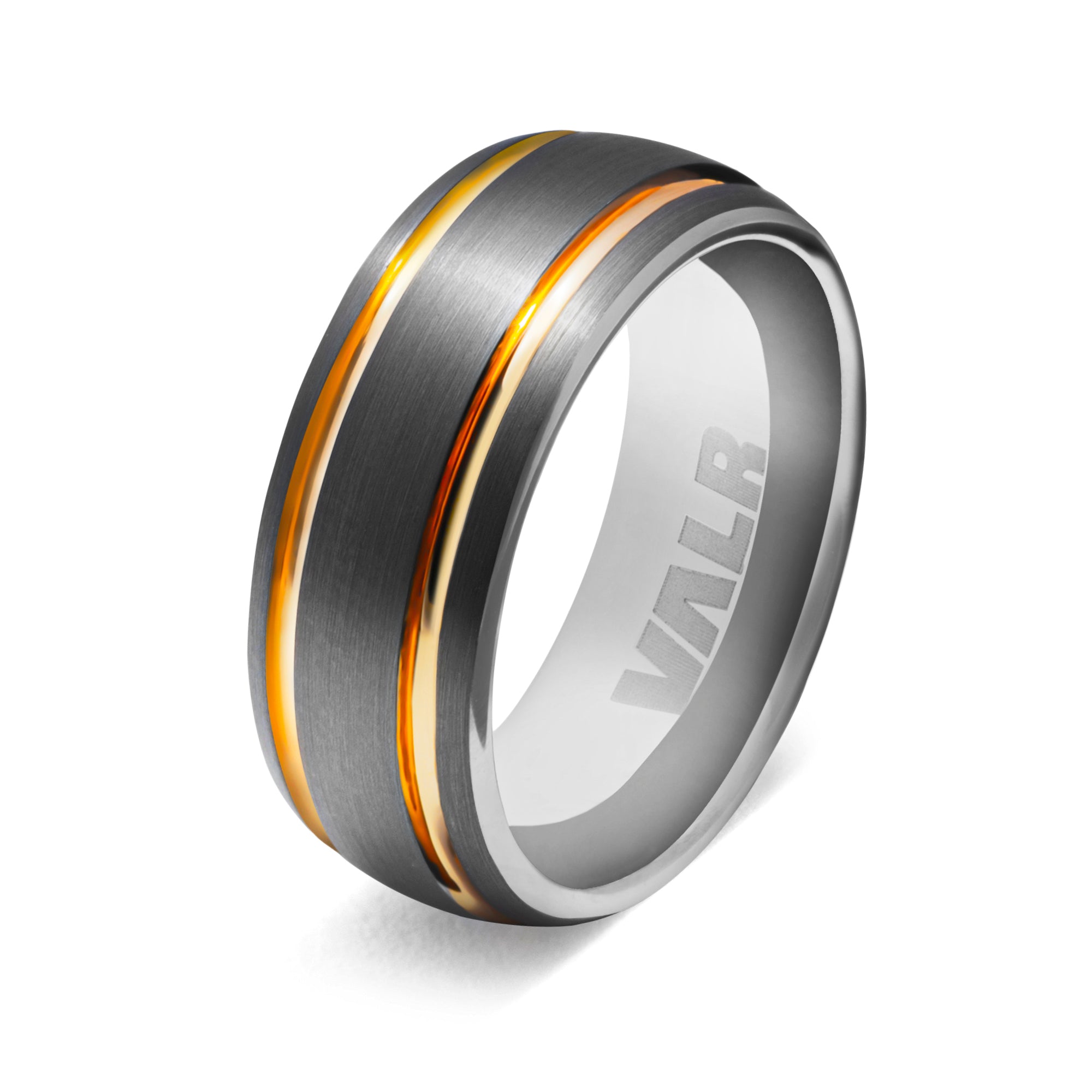 Grey Tungsten Ring Gold Plated Bands | The Argentum Ring | Milina London