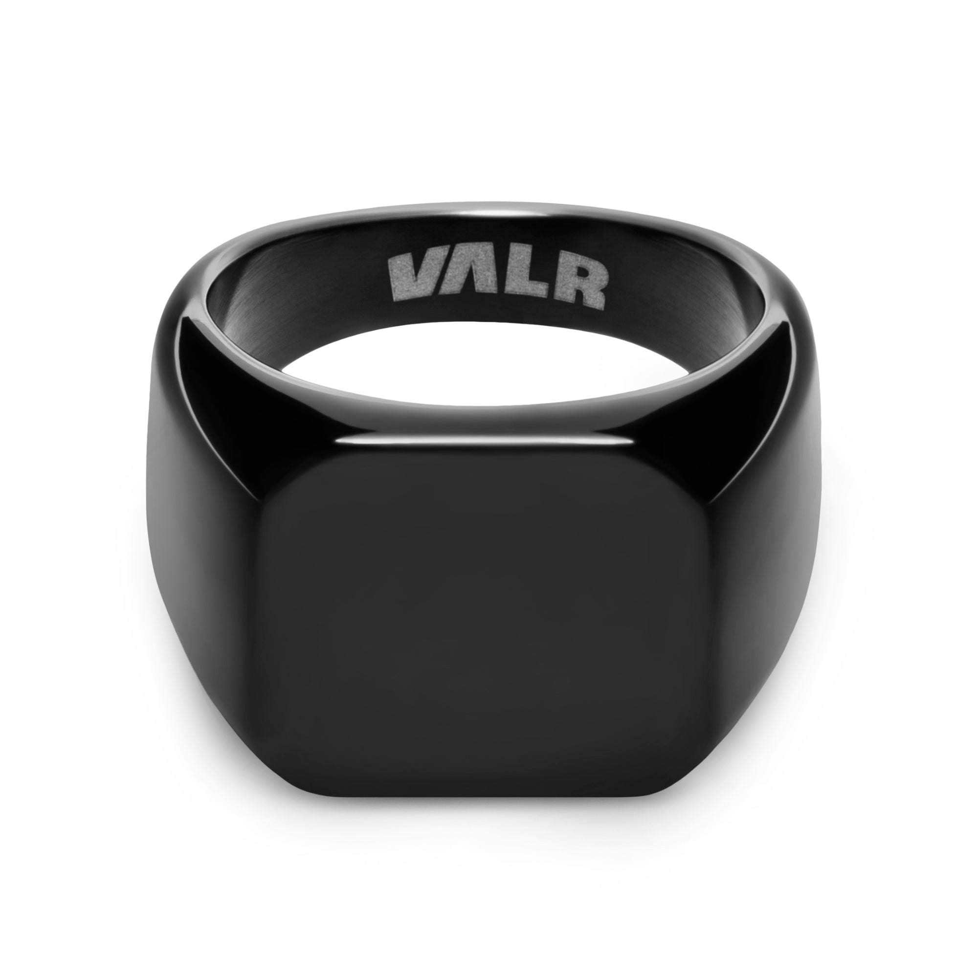 Stainless Steel Black Signet Ring | The Svartr Ring | Milina London