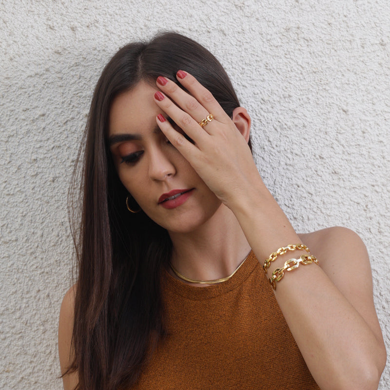 Statement Links Ring in 18k Gold Plated Brass - The Azora Ring