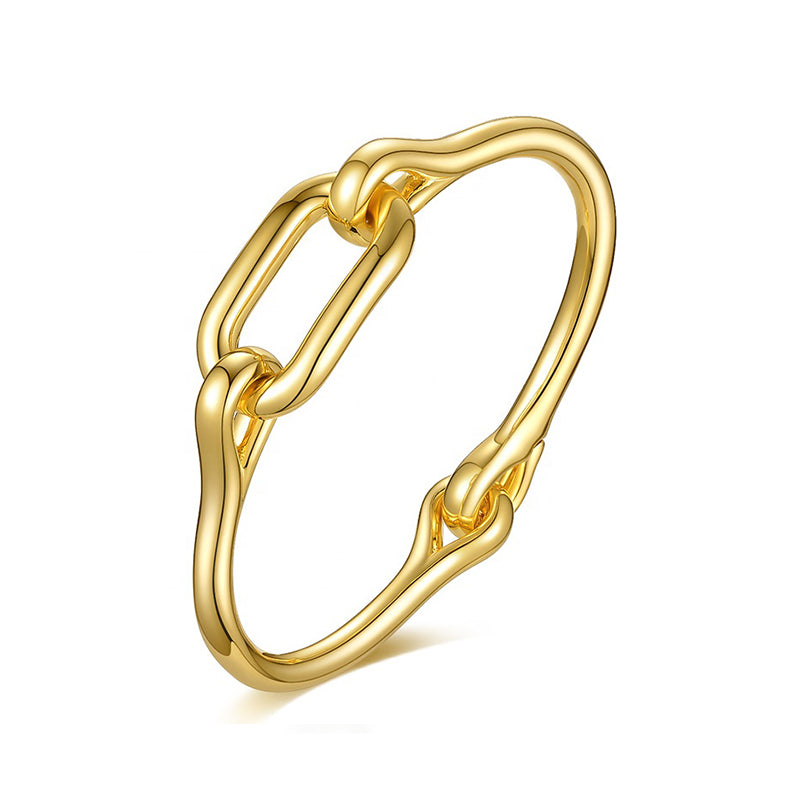 18k Gold Plated Chunky Interlinked Bangle Bracelet - The Anka Bracelet