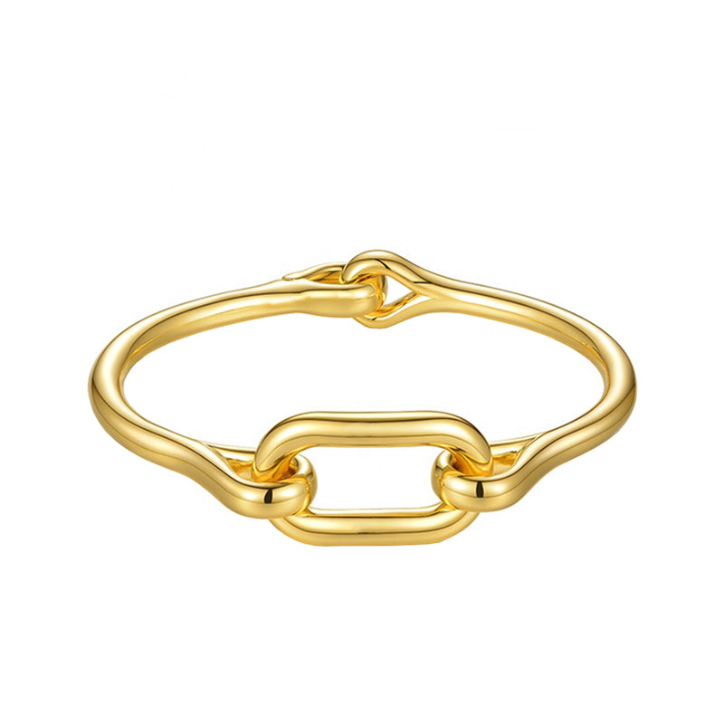 18k Gold Plated Chunky Interlinked Bangle Bracelet - The Anka Bracelet