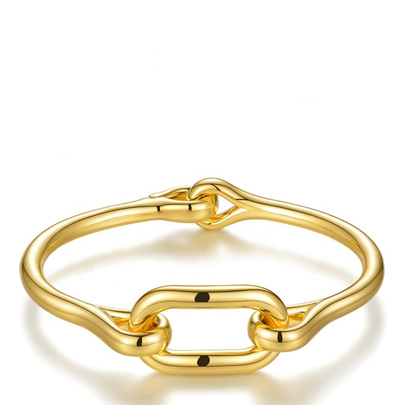 18k Gold Plated Chunky Interlinked Bangle Bracelet - The Anka Bracelet