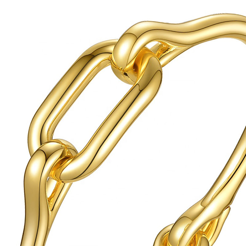18k Gold Plated Chunky Interlinked Bangle Bracelet - The Anka Bracelet