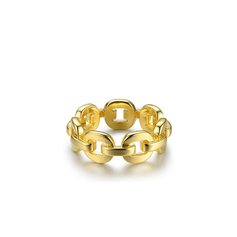 Statement Links Ring in 18k Gold Plated Brass - The Azora Ring