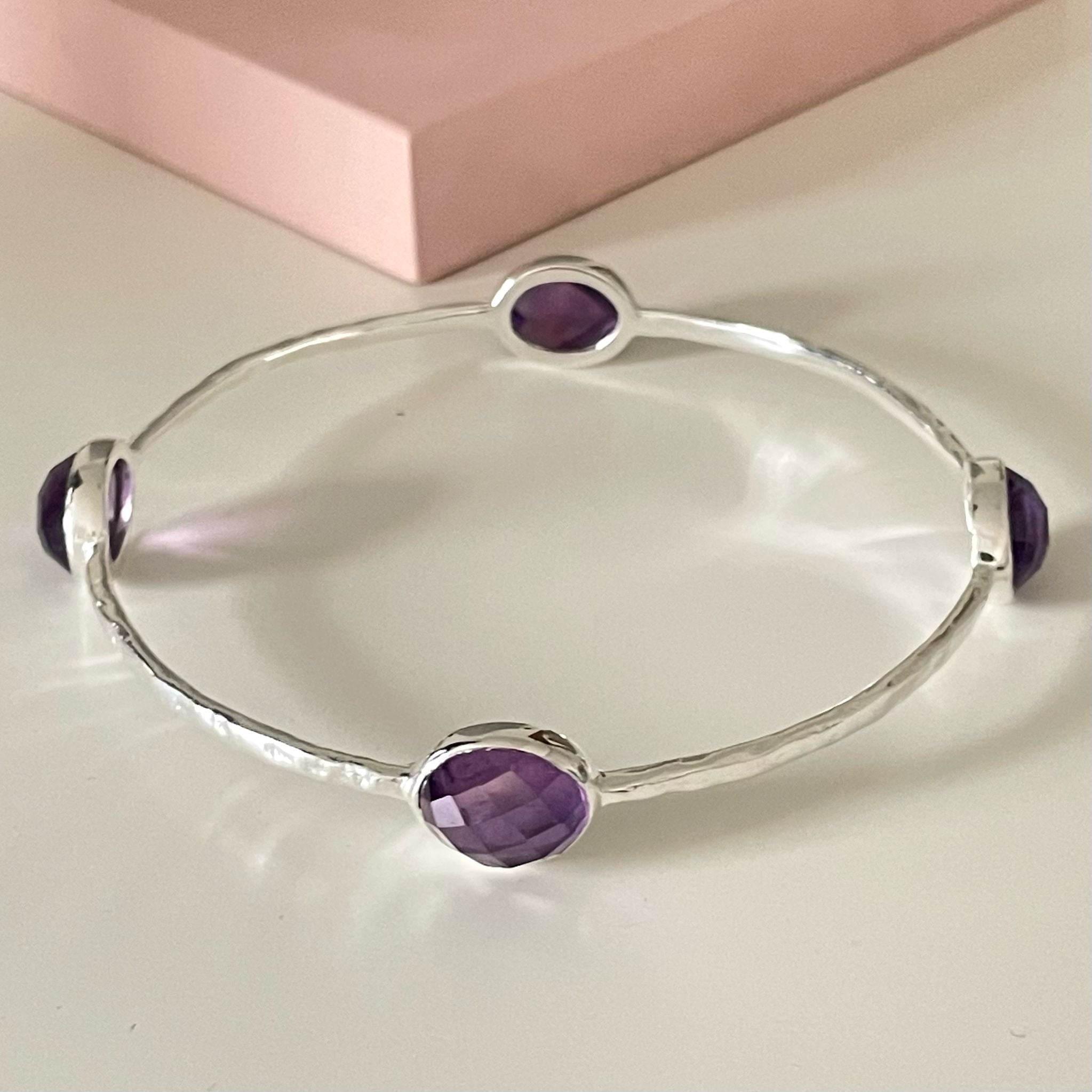 Amethyst Gemstone Bangle in Sterling Silver