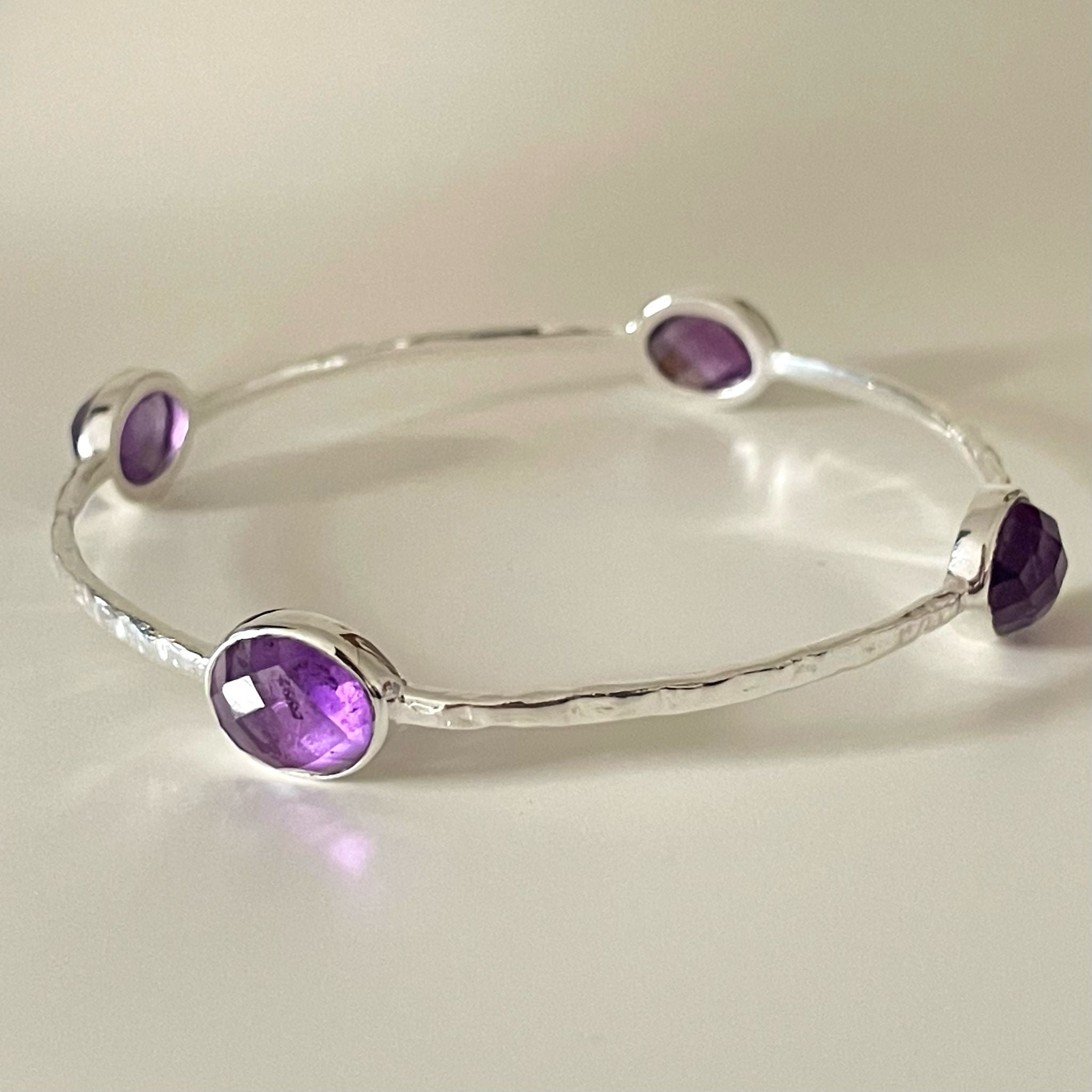 Amethyst Gemstone Bangle in Sterling Silver