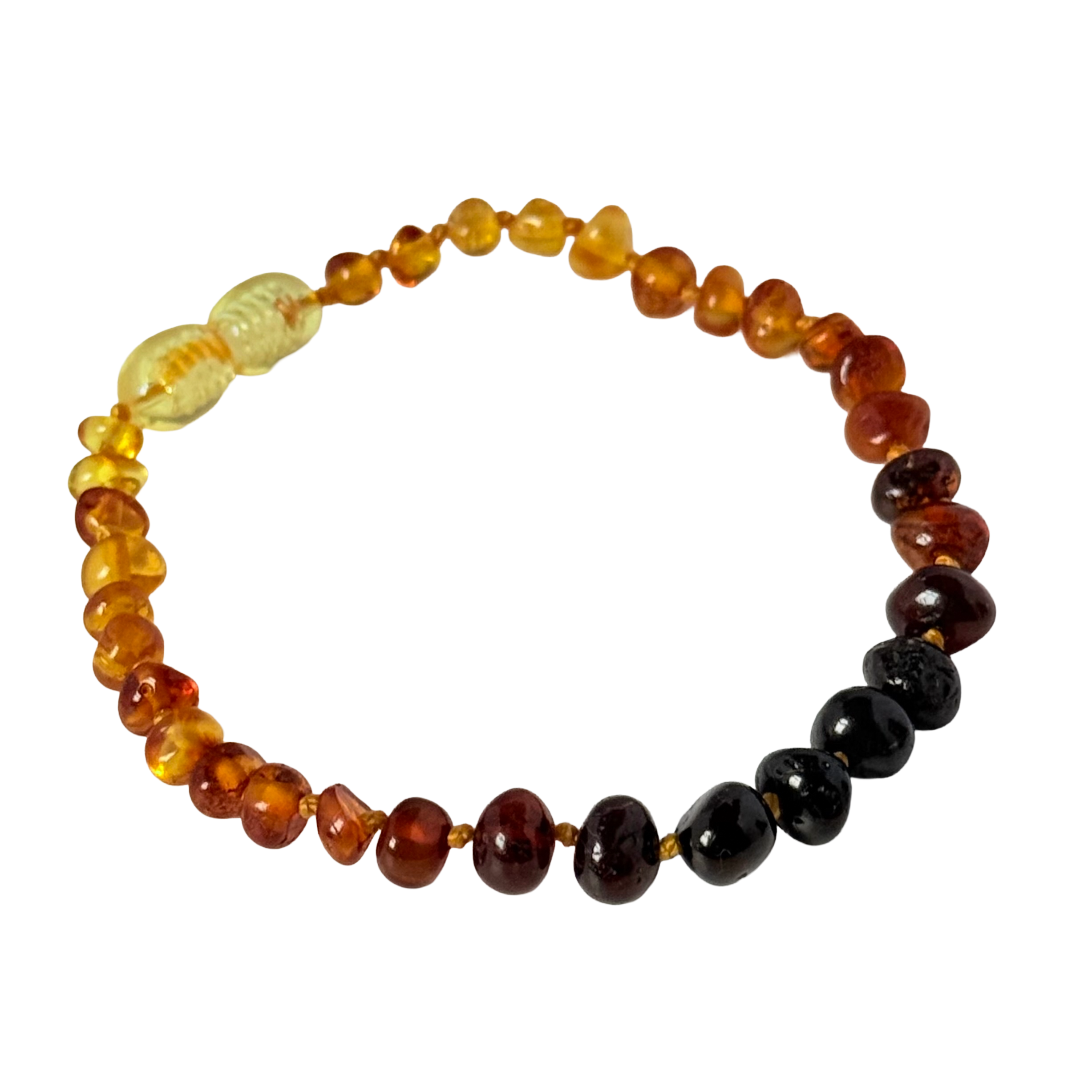 Ombre Baltic Amber Stacking Baroque Bracelet with a secure screw mechanism
