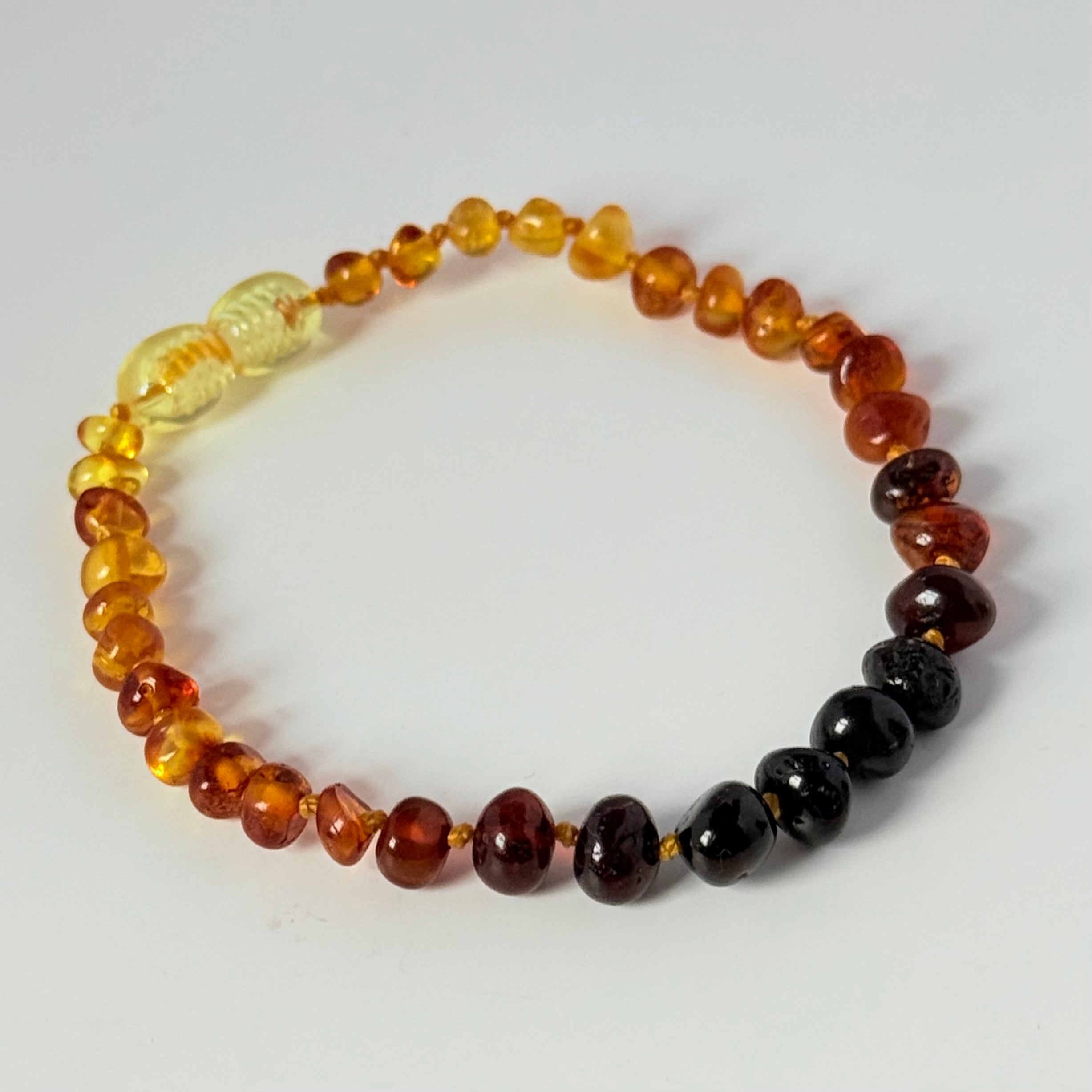 Ombre Baltic Amber Stacking Baroque Bracelet with a secure screw mechanism
