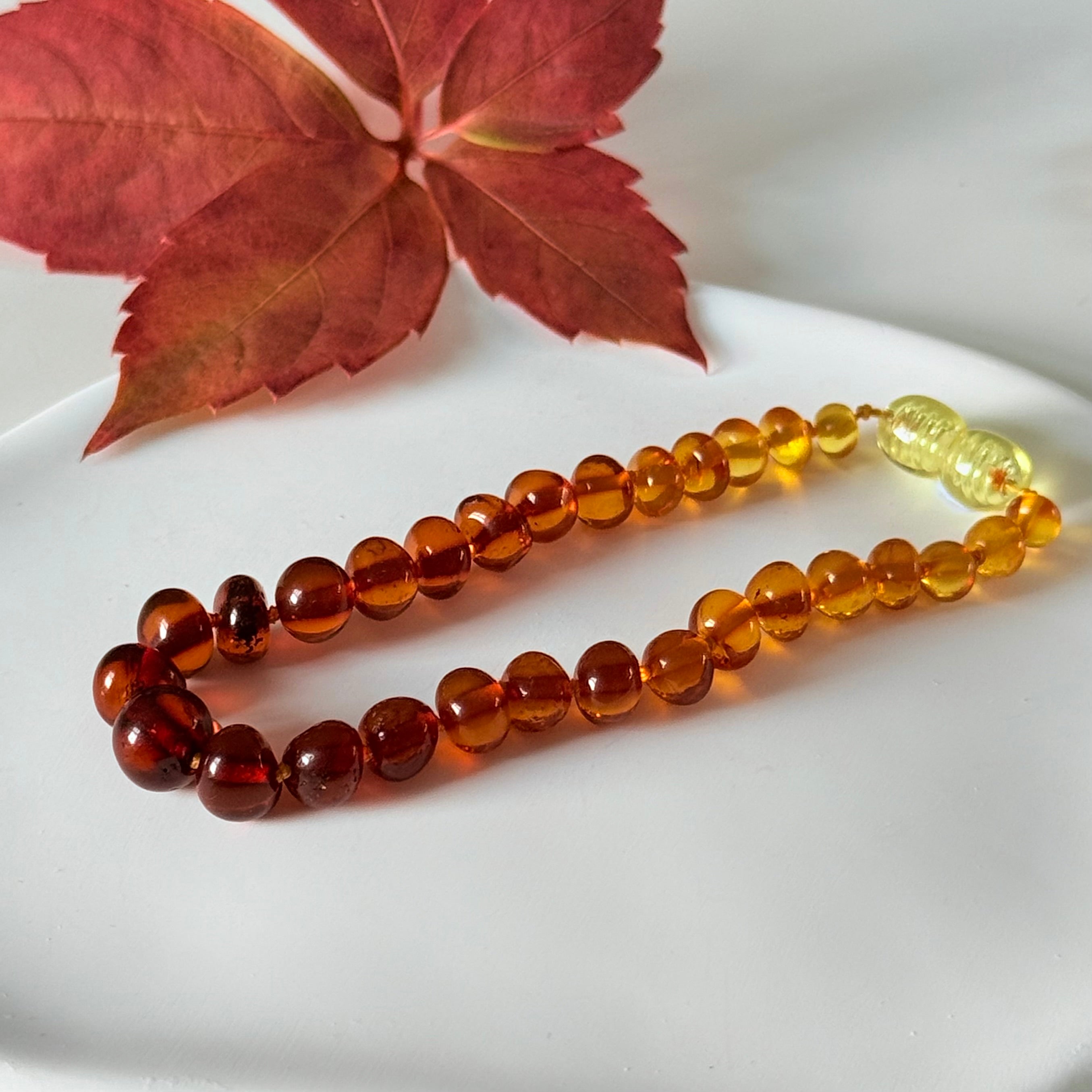 Ombre Baltic Amber Stacking Baroque Bracelet with a secure screw mechanism