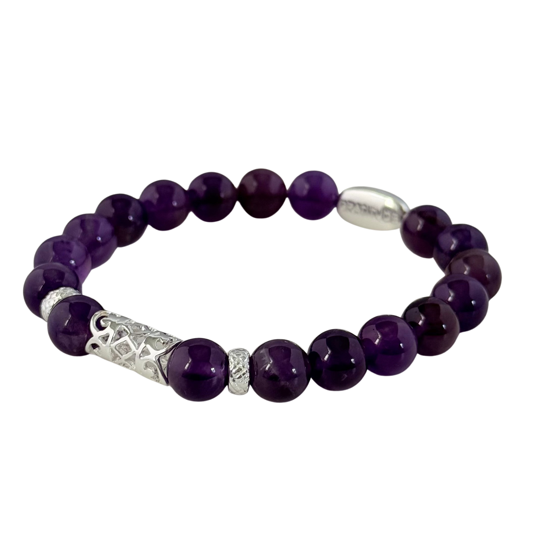 Amethyst and Sterling Silver Beaded Bracelet