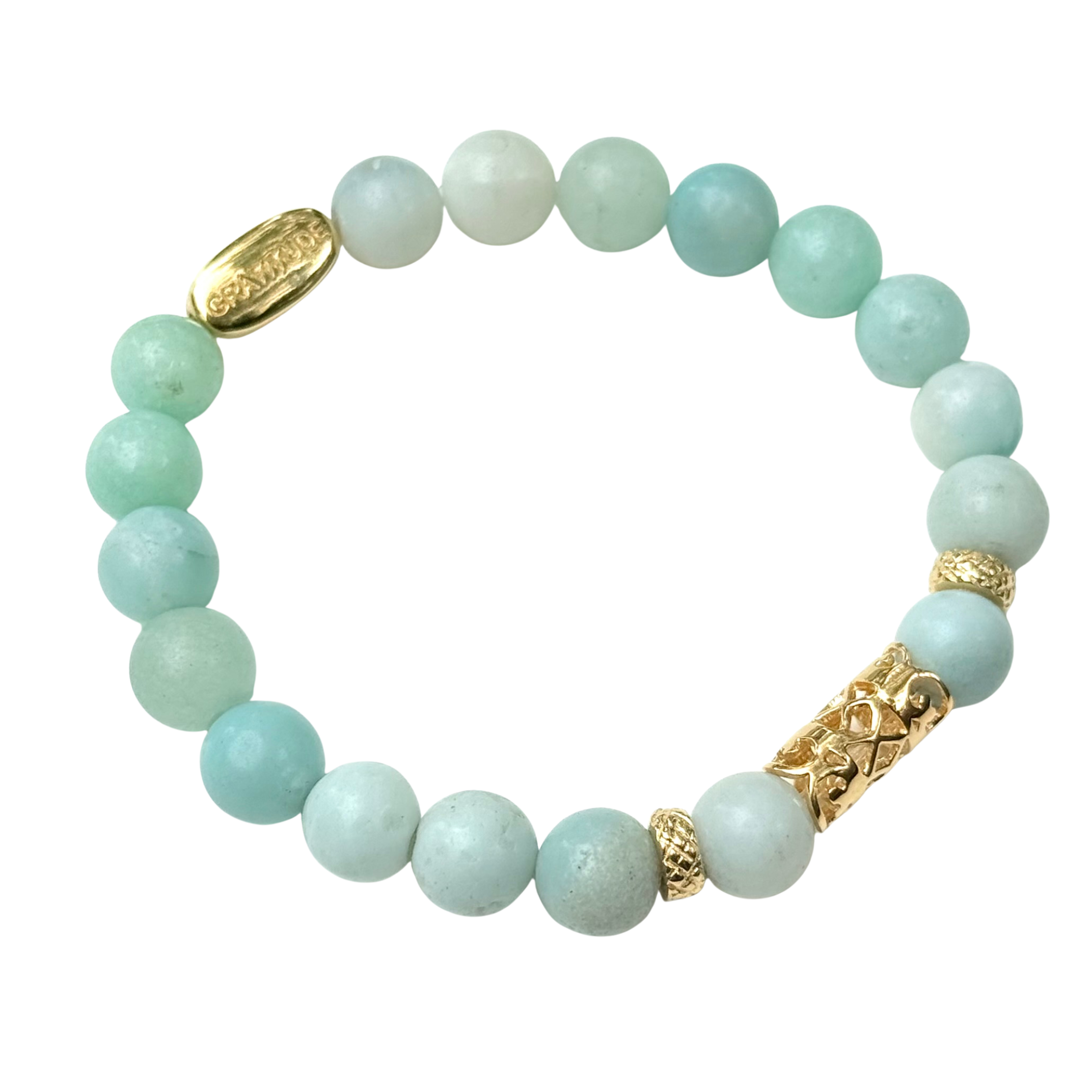 Amazonite and Gold Plated Sterling Silver Beaded Bracelet