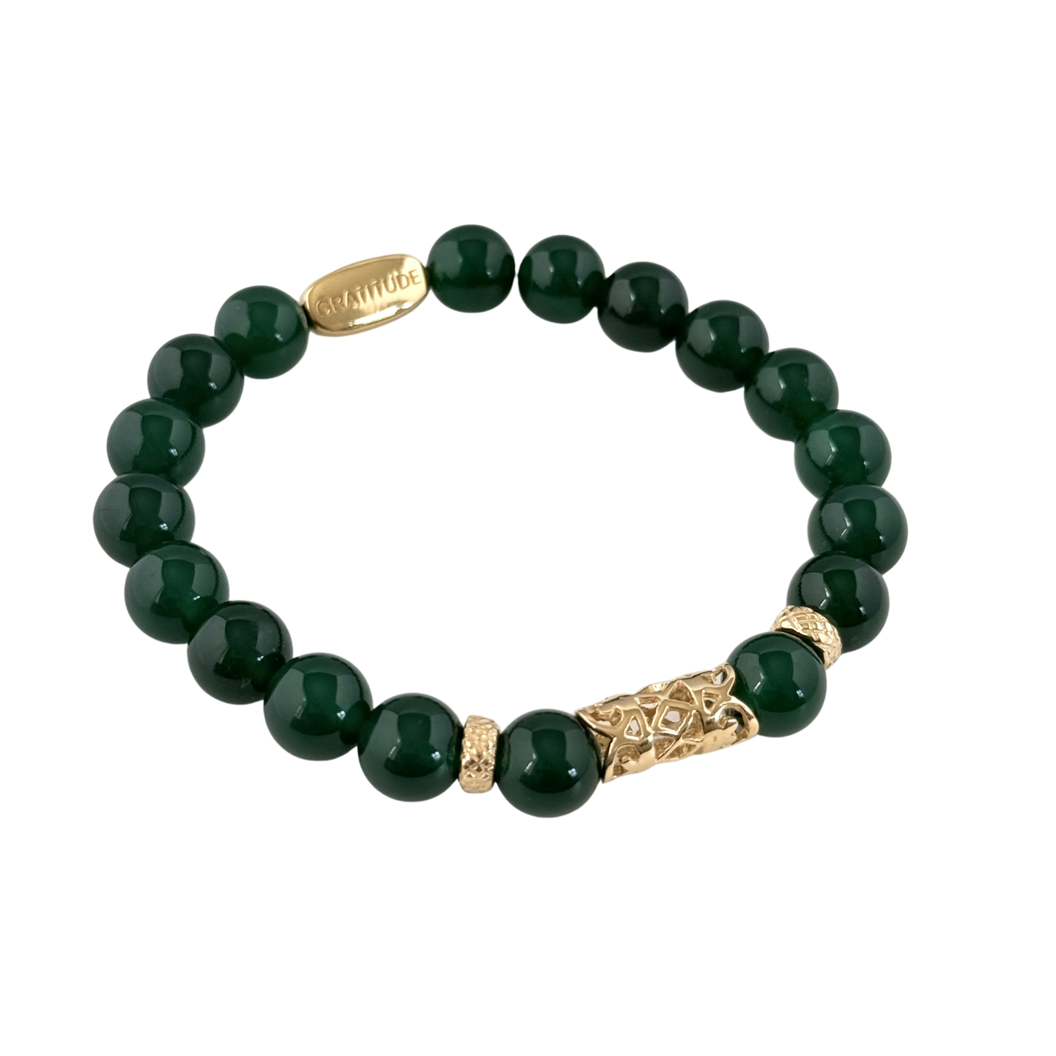 Green Onyx and Gold Plated Sterling Silver Beaded Bracelet