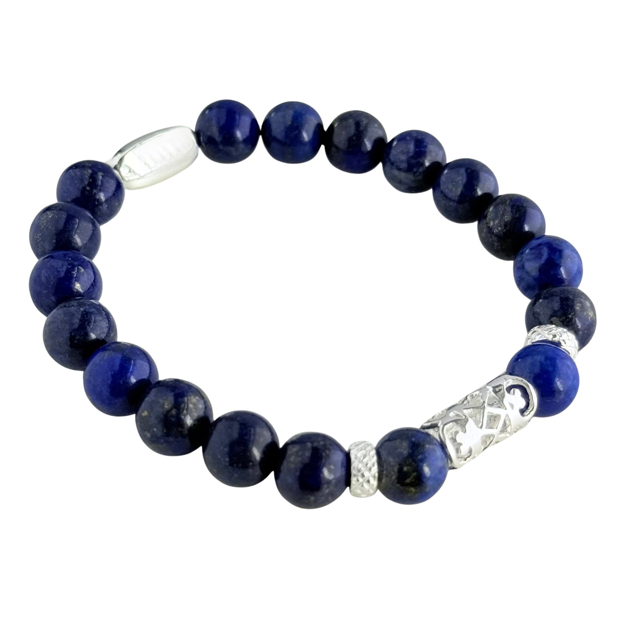 Lapis Lazuli and Sterling Silver Beaded Bracelet