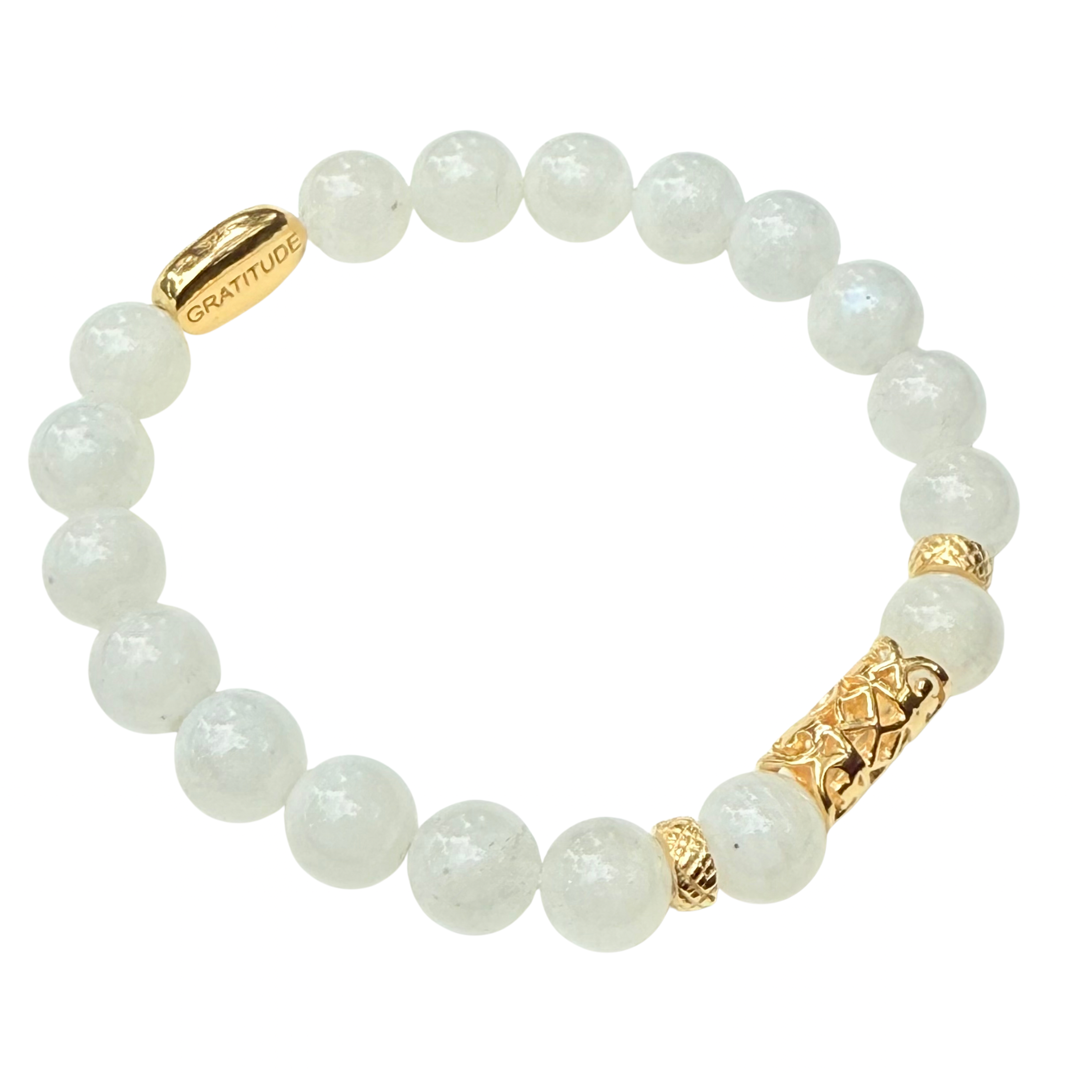 Moonstone and Gold Plated Sterling Silver Beaded Bracelet