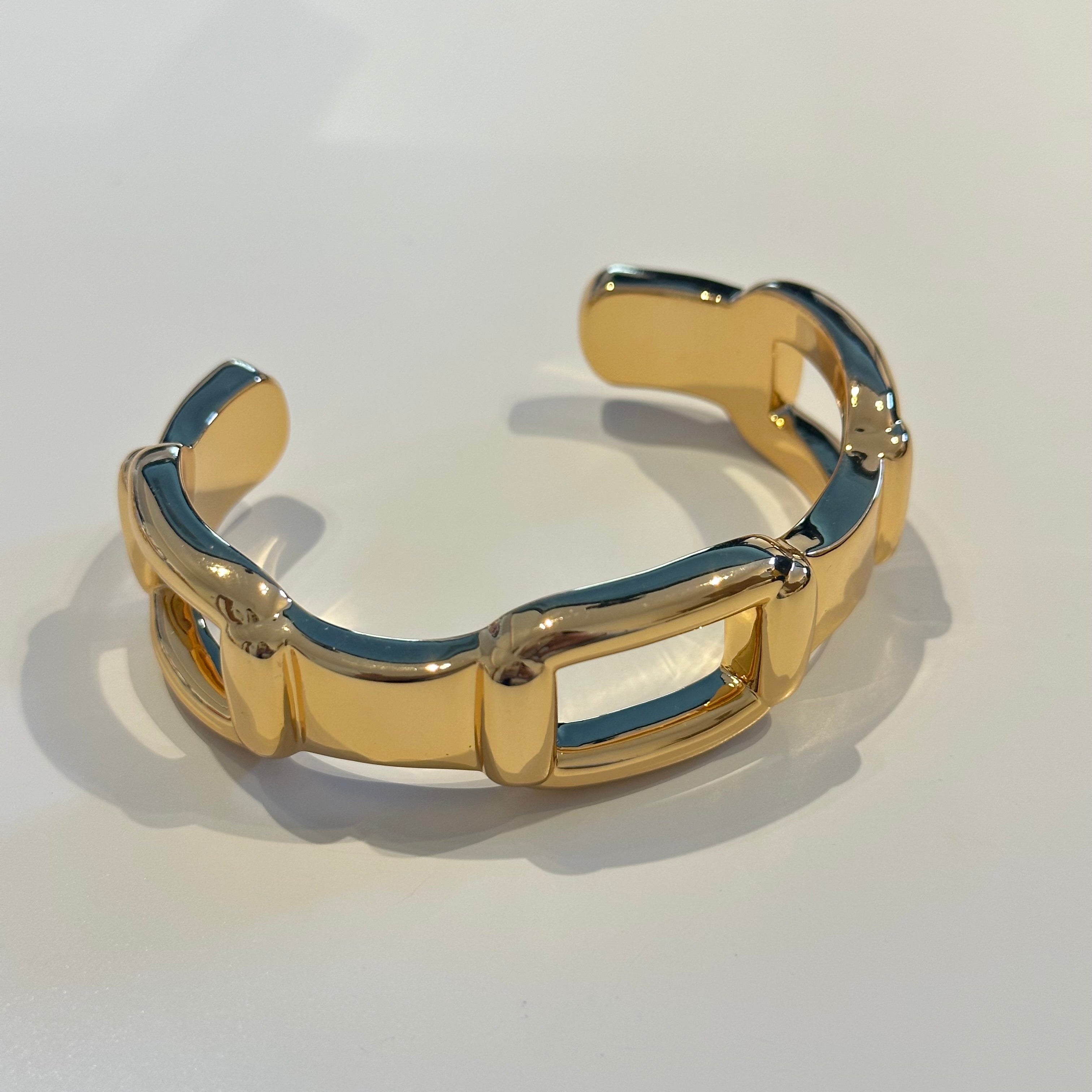 Chunky Statement Cuff with Large Links in 18k Gold Plated Brass - The Thea Cuff