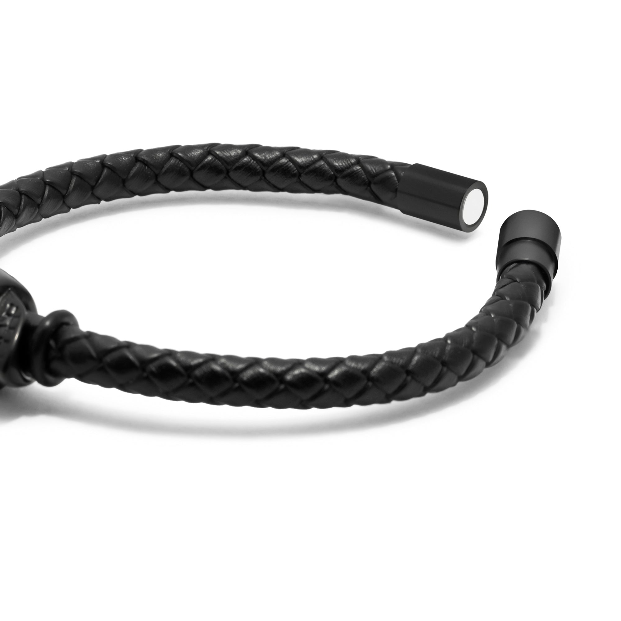 Premium Vegan Leather Twin Skull Bracelet with a Magnetic Clasp