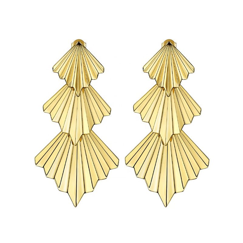 Art Deco Inspired Long Statement Earring in 18k Gold Plated Brass - The Cora Earrings