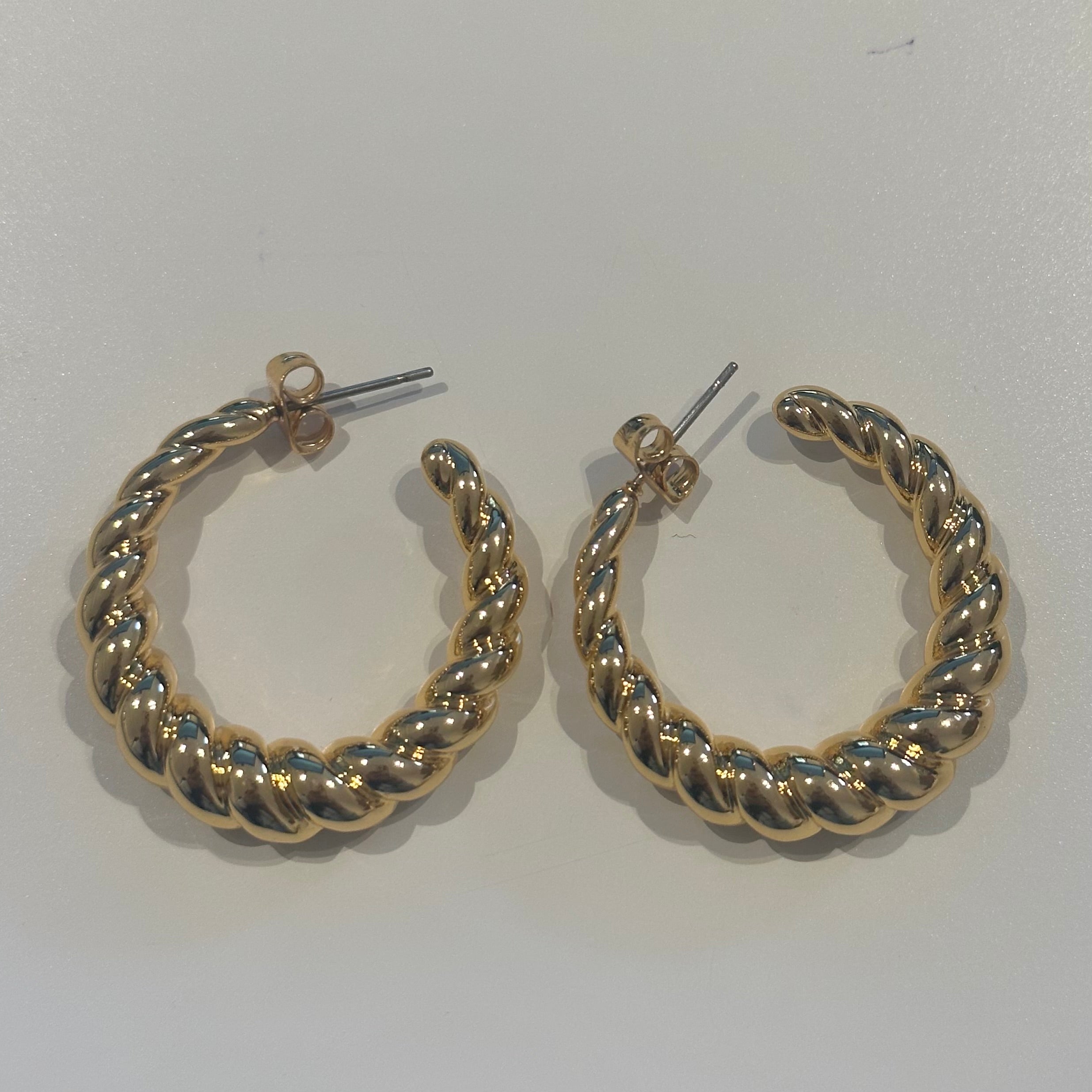 Twisted Spiral Rope Hoop Earrings in 18k Gold Plated Brass - The Lara Earrings