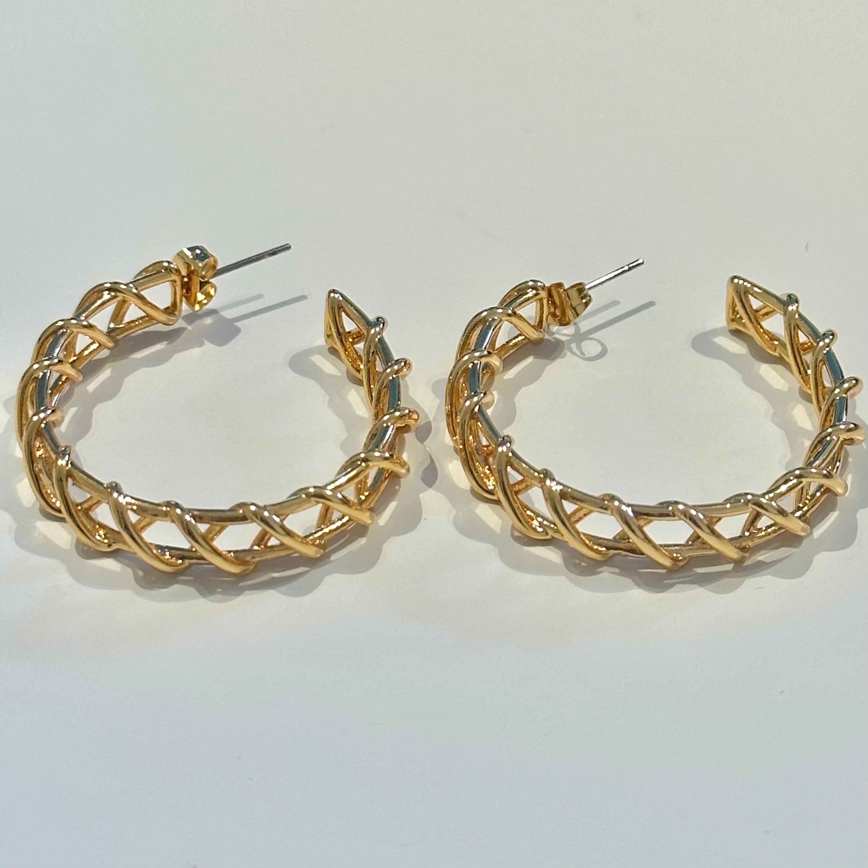 Spiral Wire Wrap Hoop Earrings in 18k Gold Plated Brass - The Gigi Hoops
